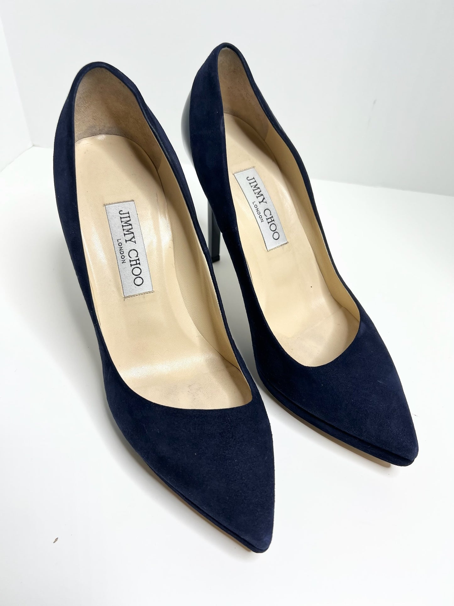 Jimmy Choo Navy Suede Pumps, Size 39