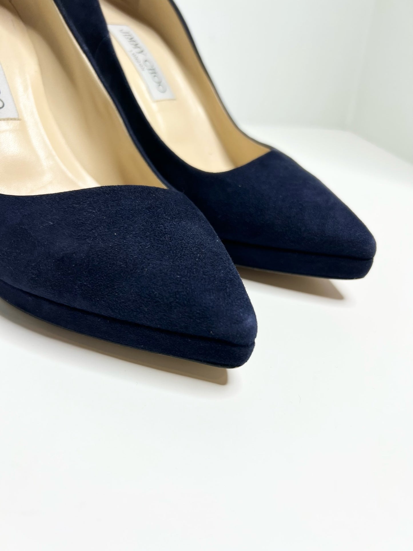 Jimmy Choo Navy Suede Pumps, Size 39