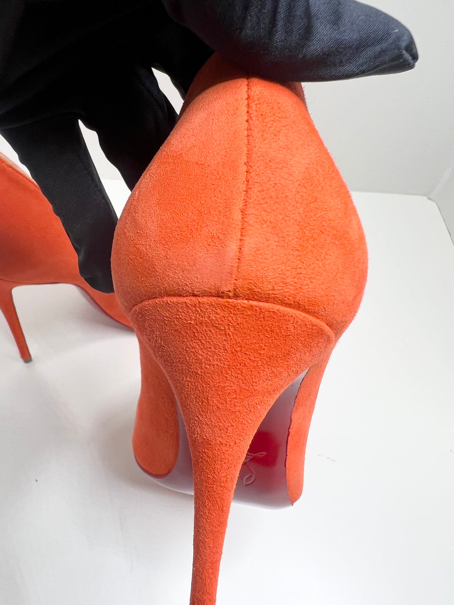 Christian Louboutin So Kate 120 Suede, Bright Orange, Size 38