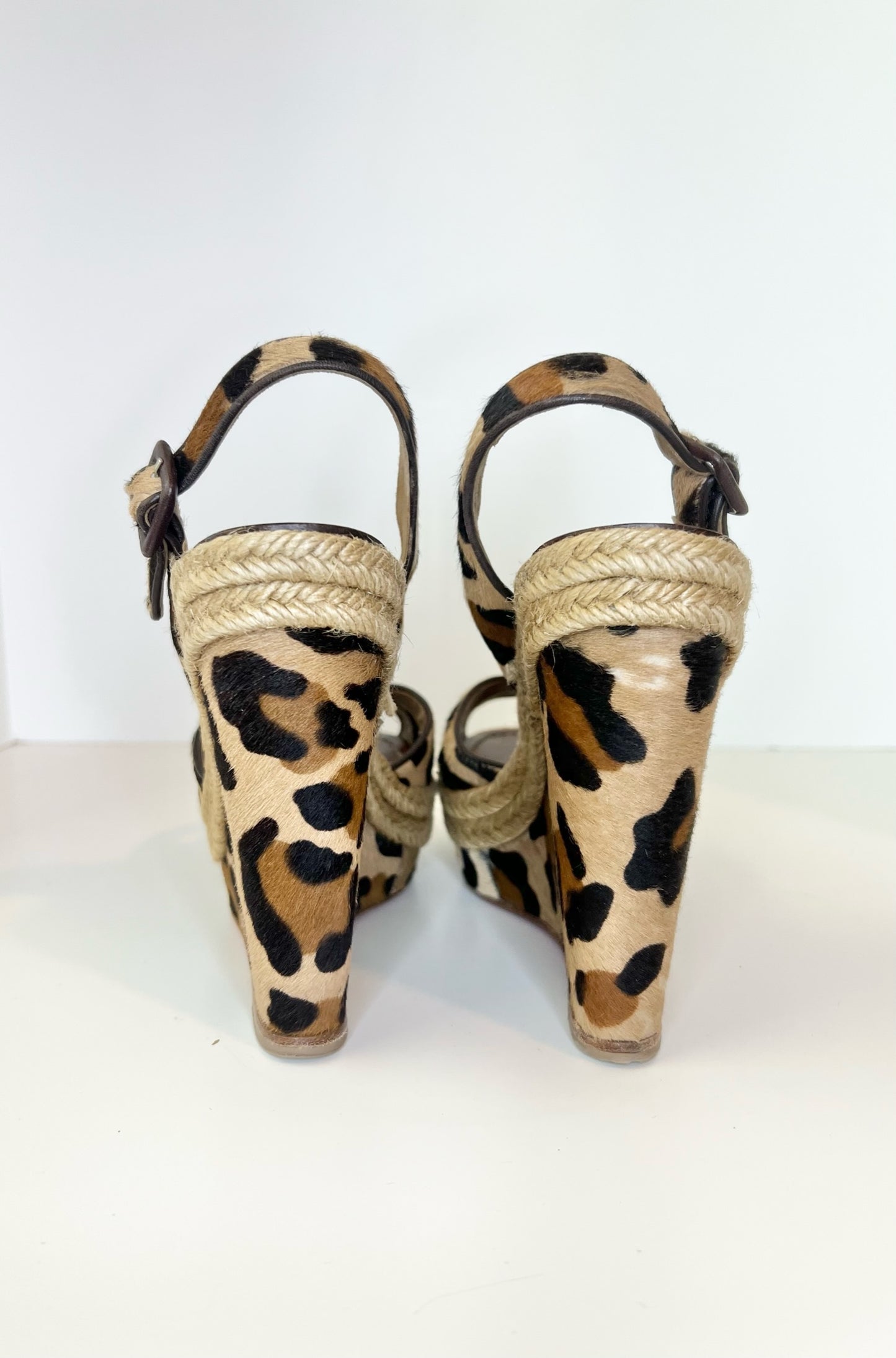 Christian Louboutins Pony Hair Tigresse 140 Espadrille Wedges, 37