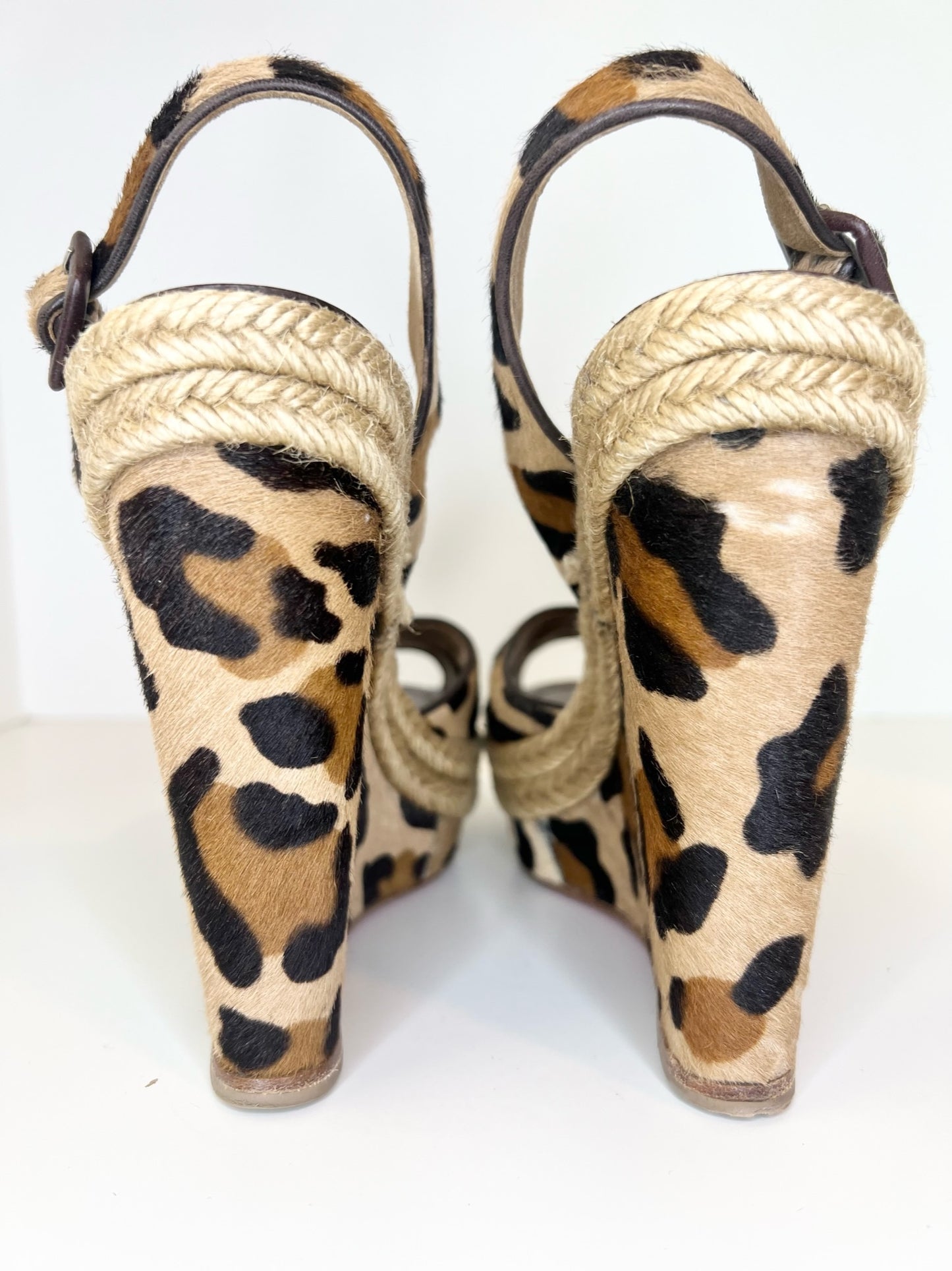 Christian Louboutins Pony Hair Tigresse 140 Espadrille Wedges, 37