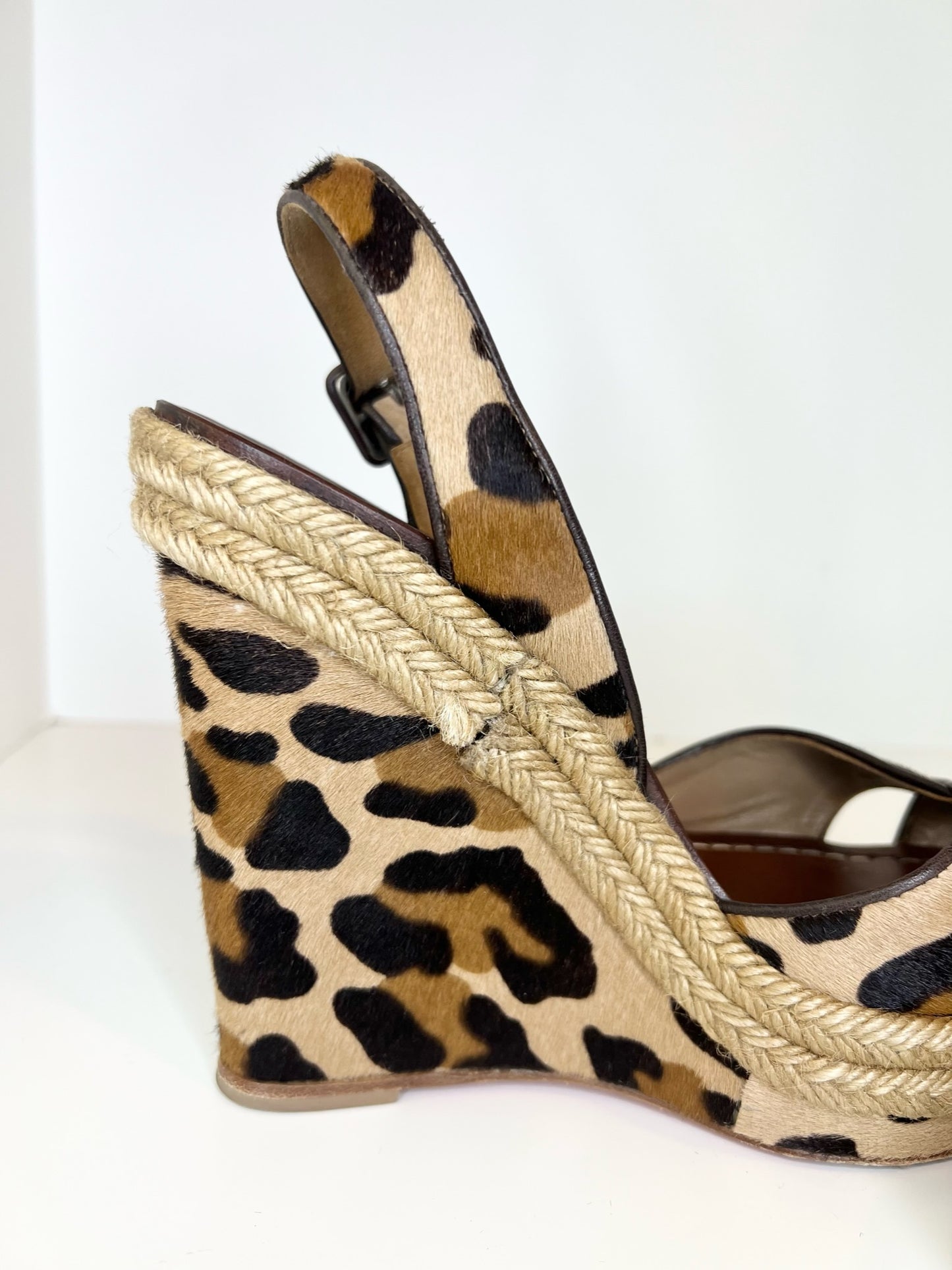 Christian Louboutins Pony Hair Tigresse 140 Espadrille Wedges, 37