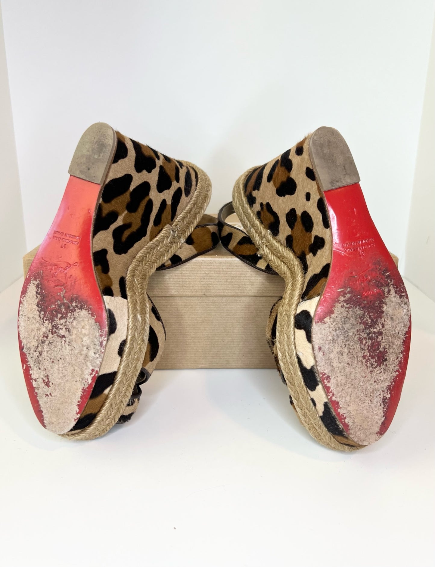 Christian Louboutins Pony Hair Tigresse 140 Espadrille Wedges, 37