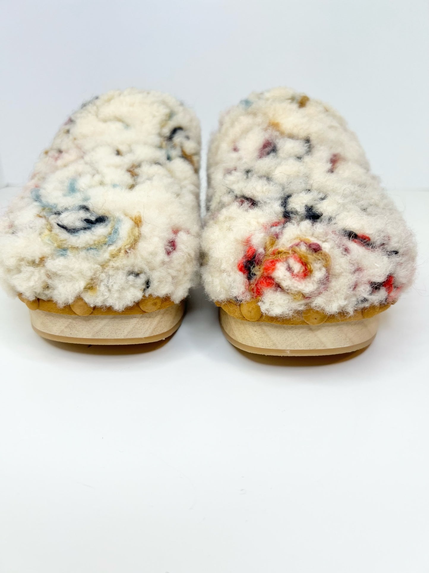 Chloé Joy Genuine Shearling Clog Multi Color White, Size 39