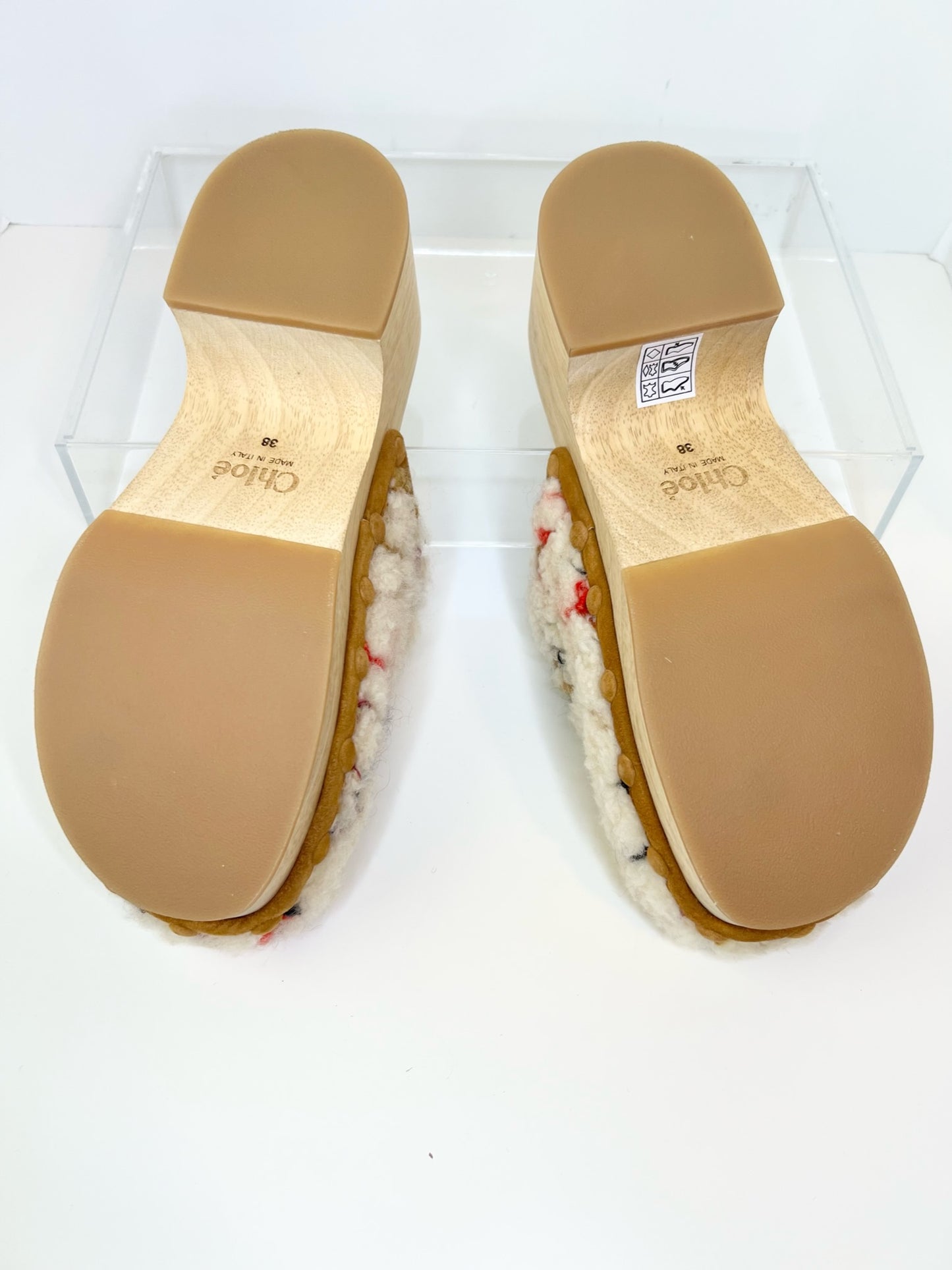 Chloé Joy Genuine Shearling Clog Multi Color White, Size 39