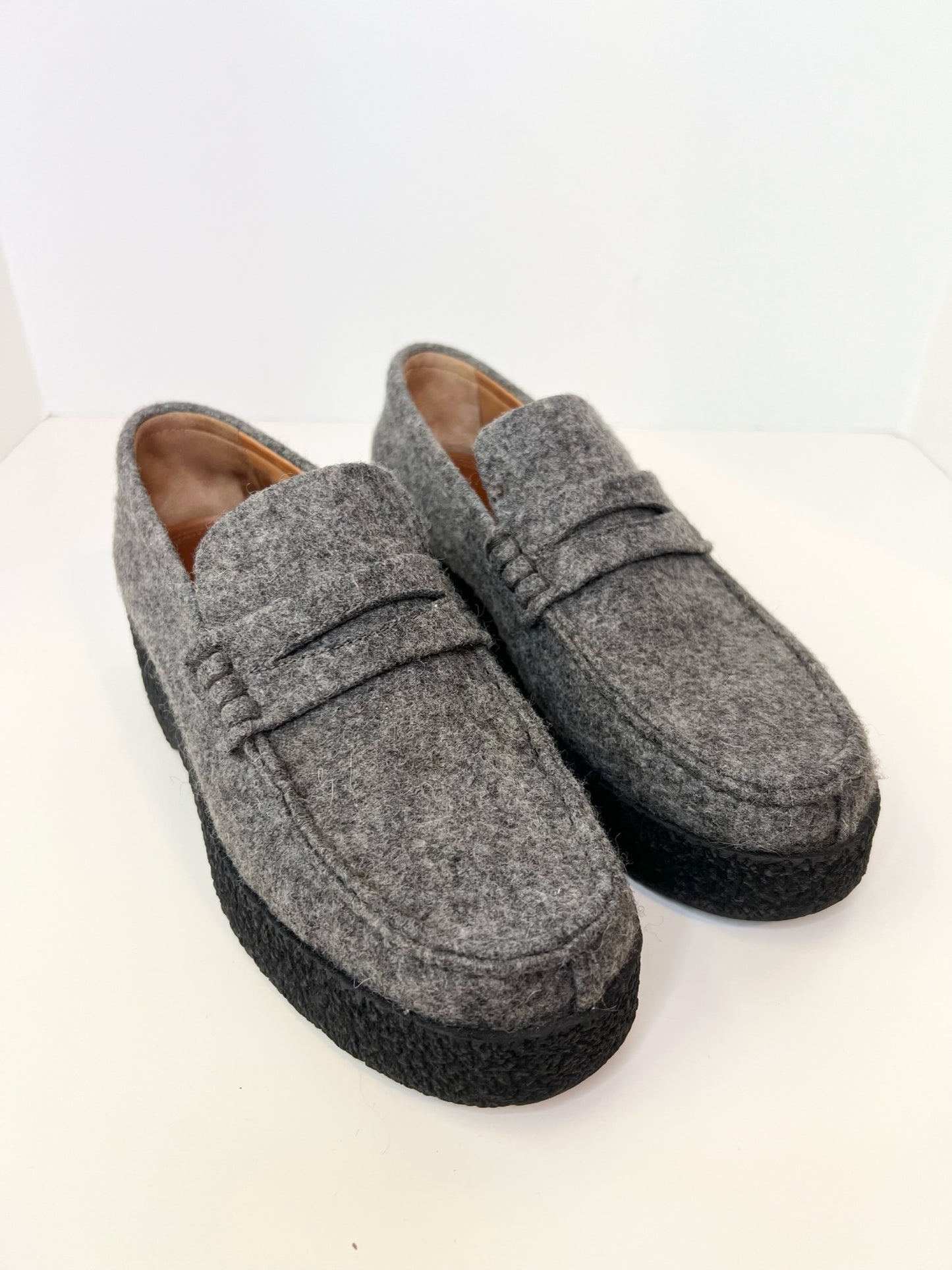 Celine Grey Wool Loafers, Size 37