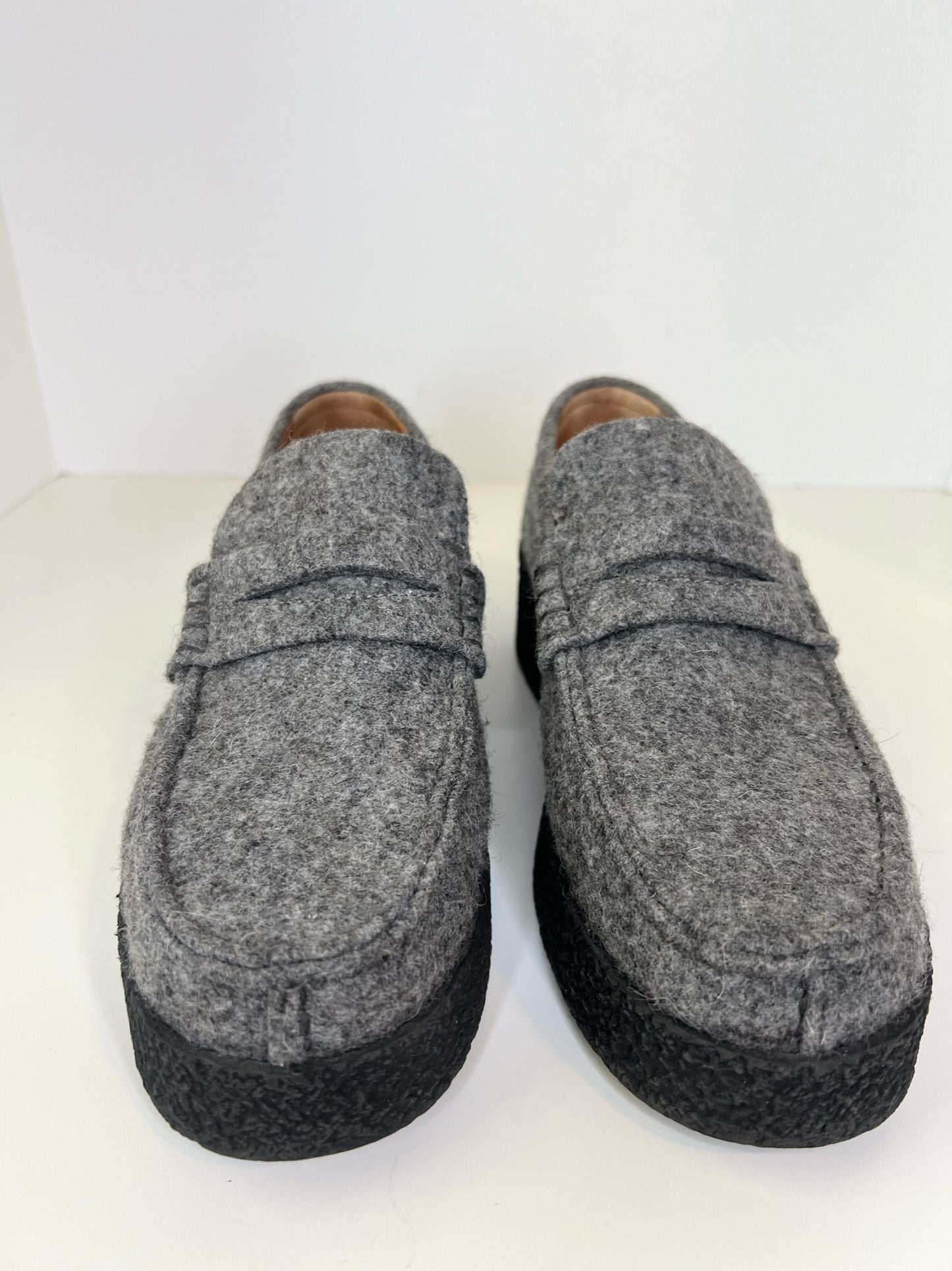 Celine Grey Wool Loafers, Size 37