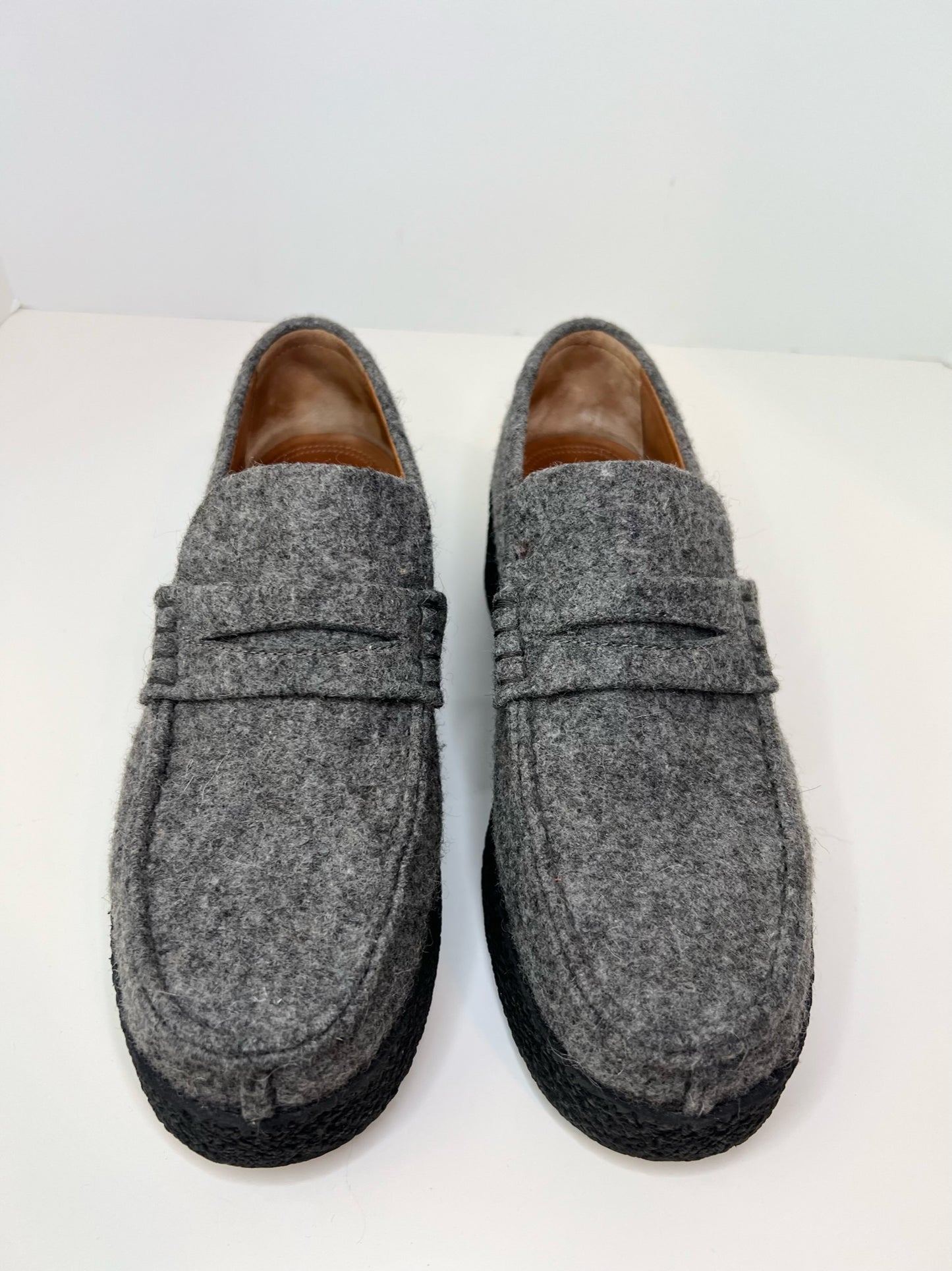 Celine Grey Wool Loafers, Size 37