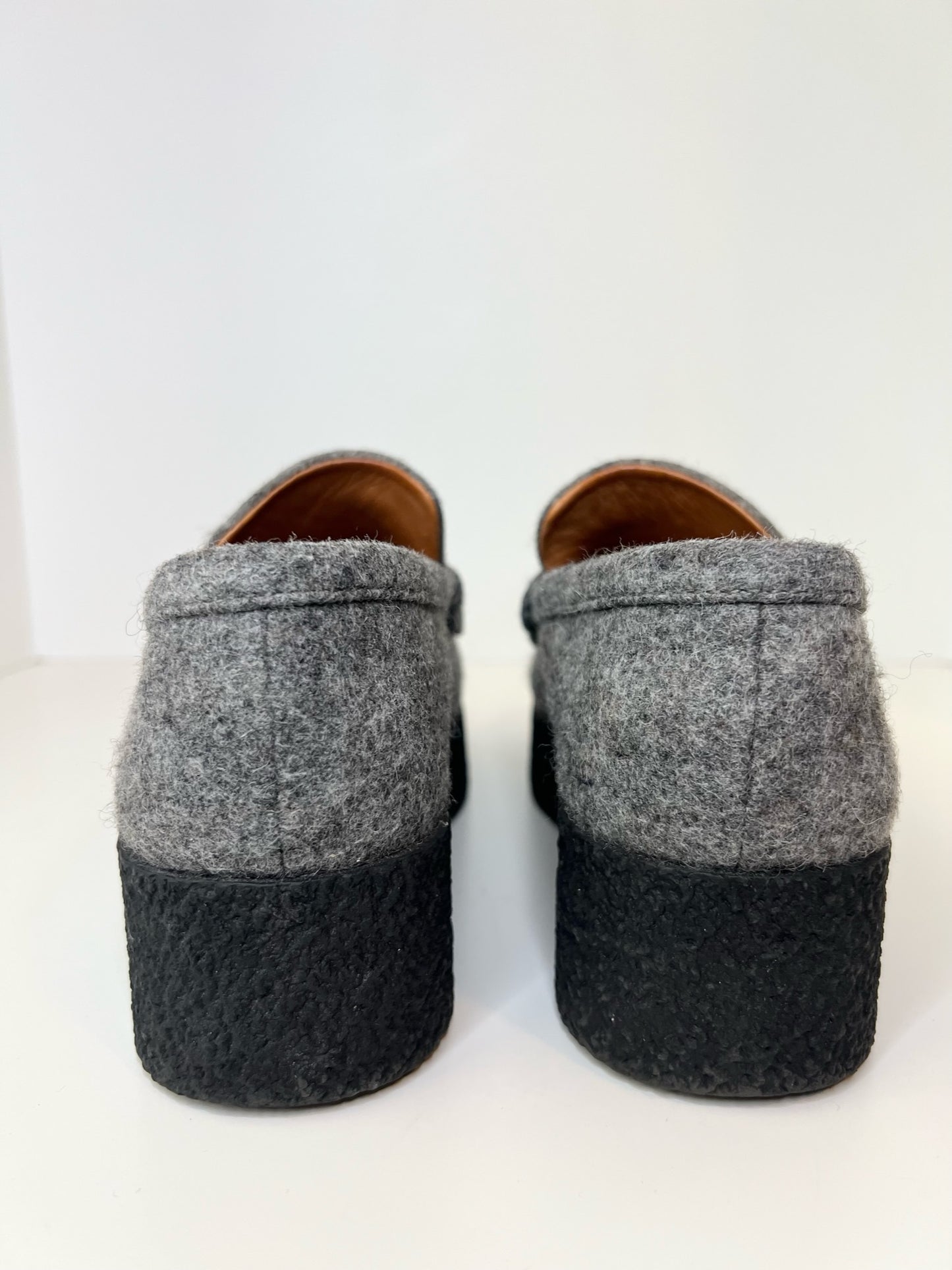 Celine Grey Wool Loafers, Size 37