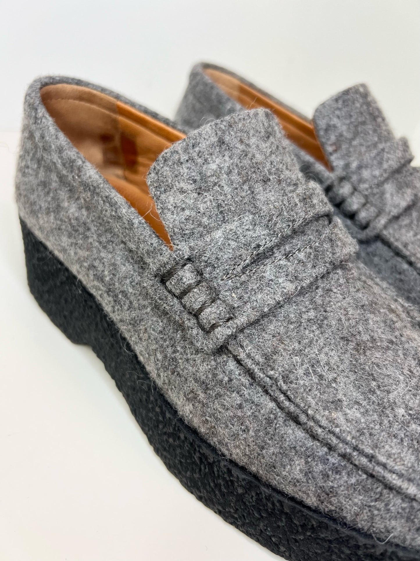 Celine Grey Wool Loafers, Size 37