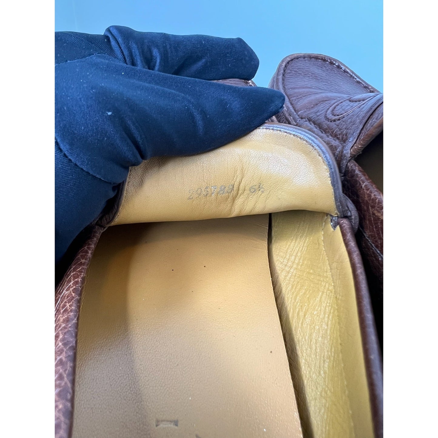 Gucci Brown Leather Driver w/ Embossed Horsebit Logo, Size 6.5