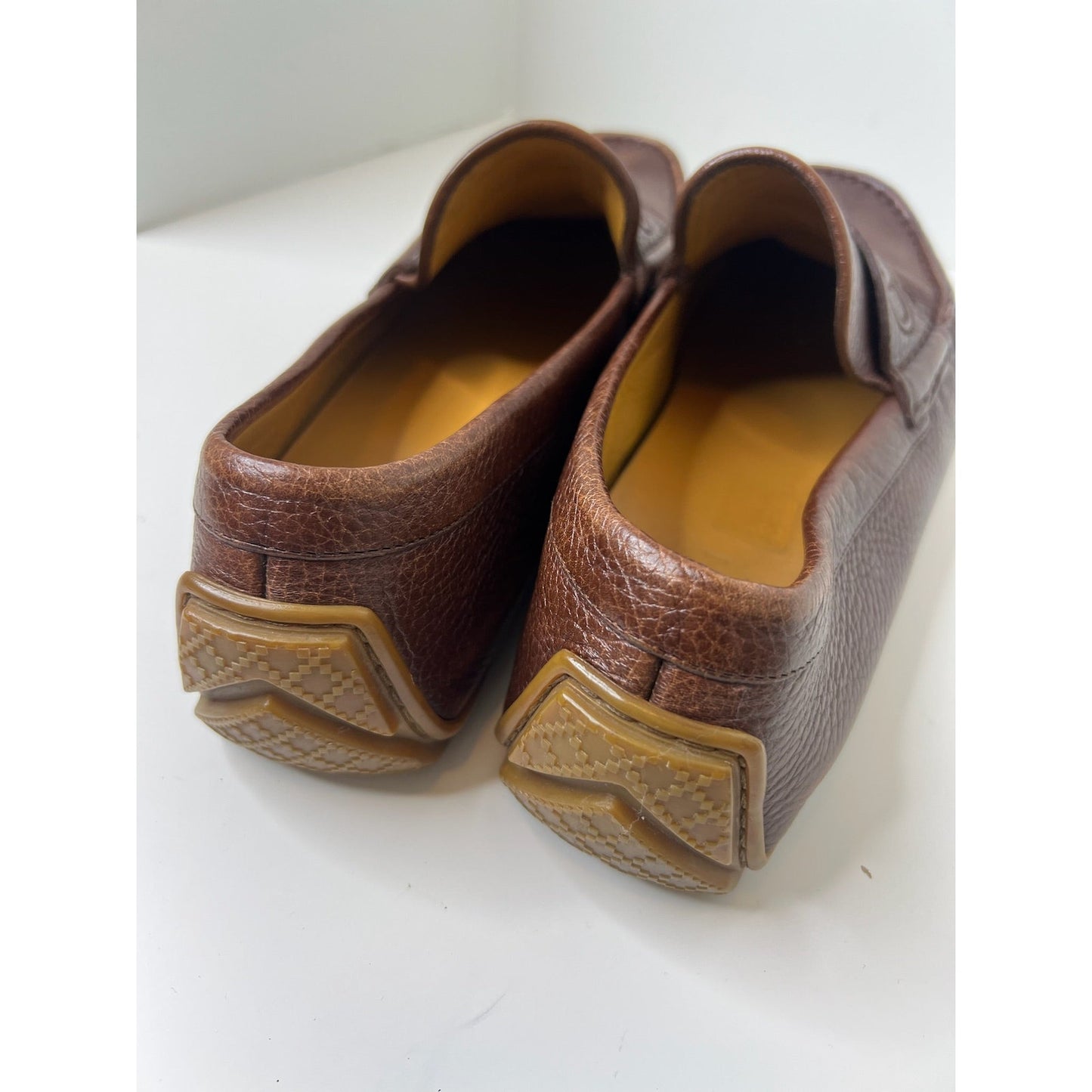 Gucci Brown Leather Driver w/ Embossed Horsebit Logo, Size 6.5