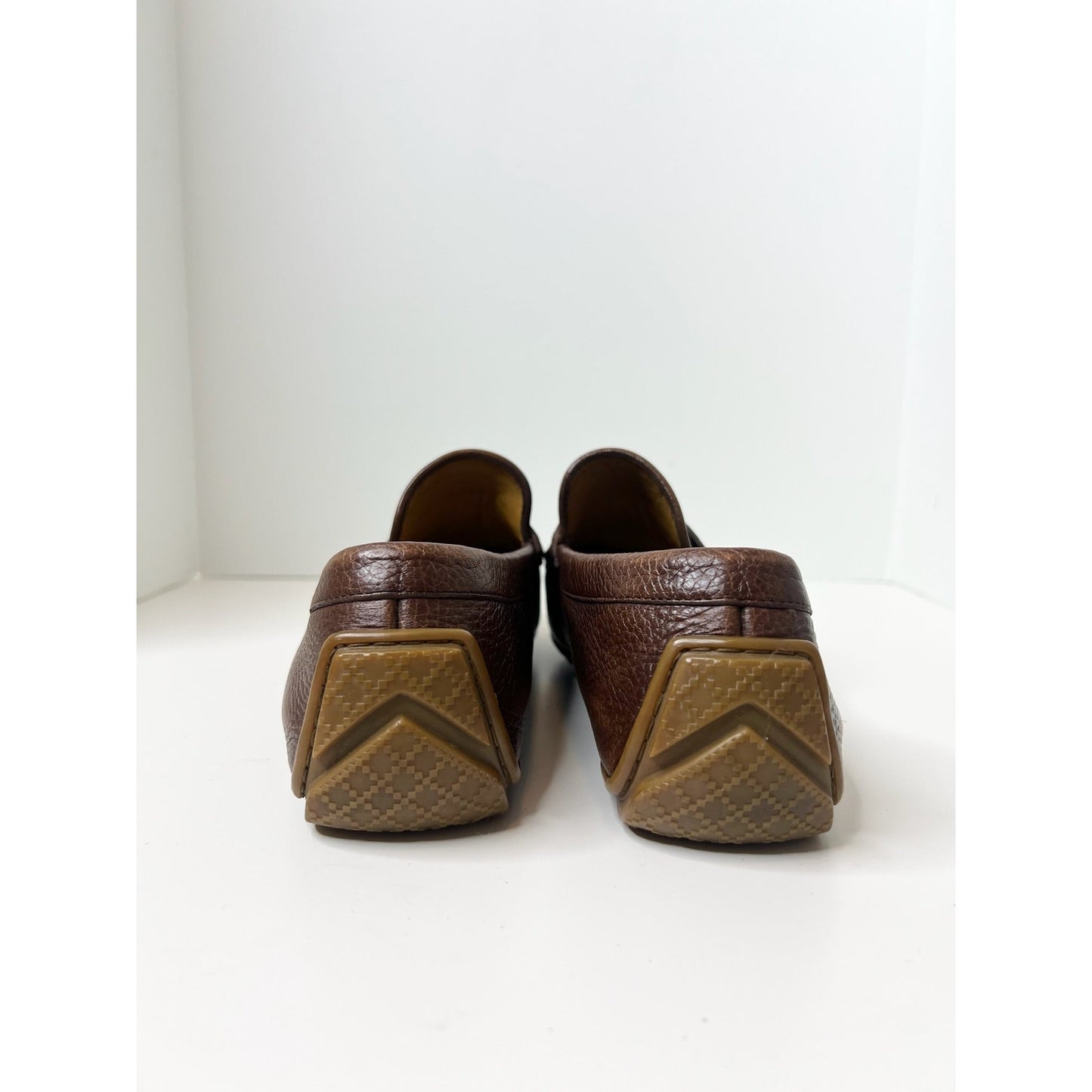 Gucci Brown Leather Driver w/ Embossed Horsebit Logo, Size 6.5
