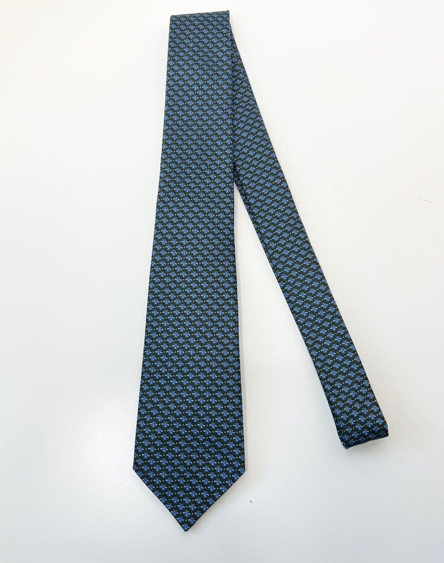 Gucci Green & Blue Bee Silk Tie