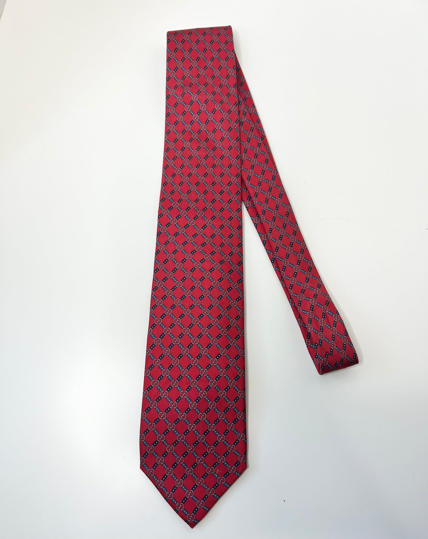 Gucci GG Red & Blue Silk Tie