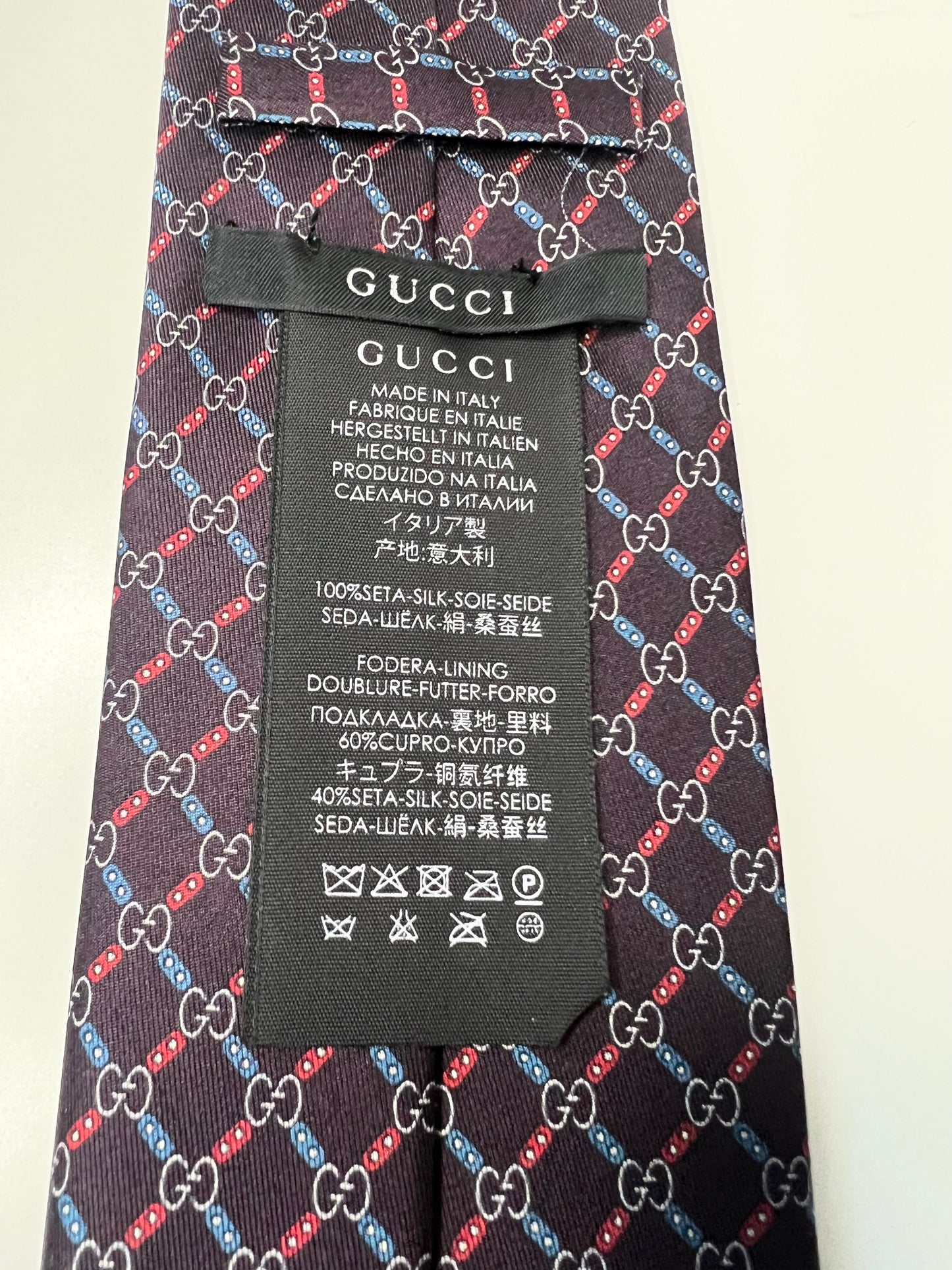 Gucci Burgundy GG Silk Tie