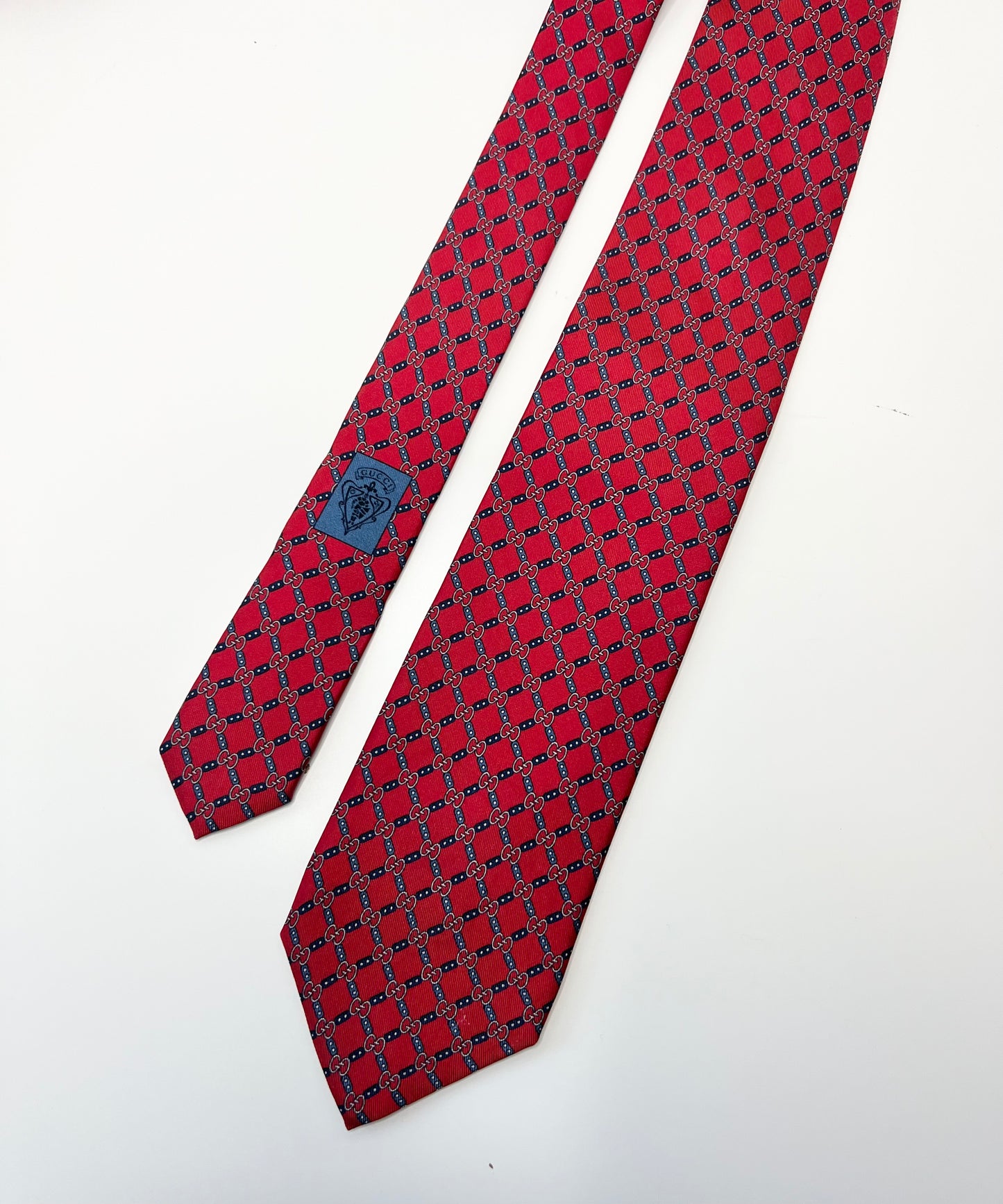 Gucci GG Red & Blue Silk Tie