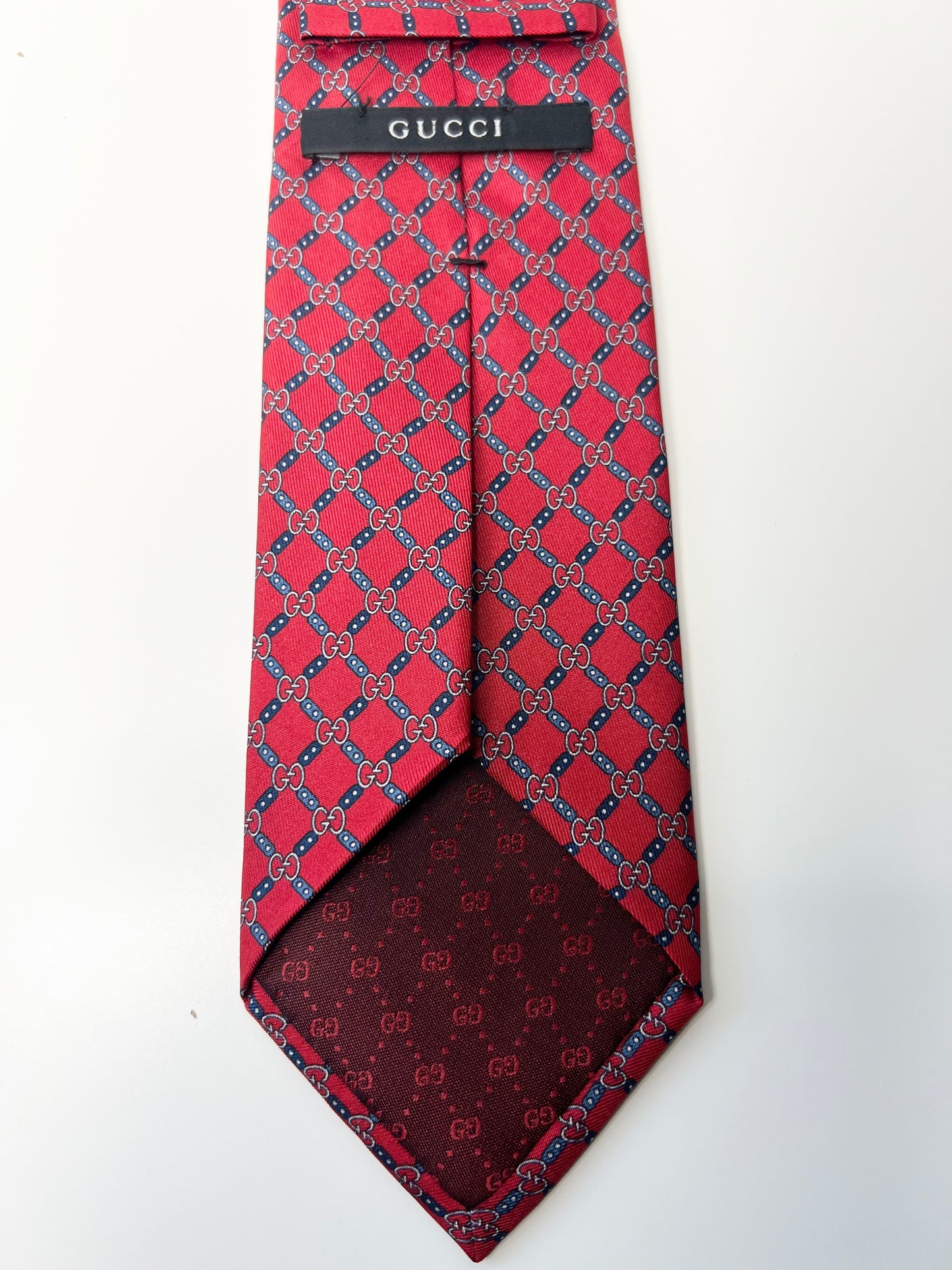 Gucci GG Red & Blue Silk Tie