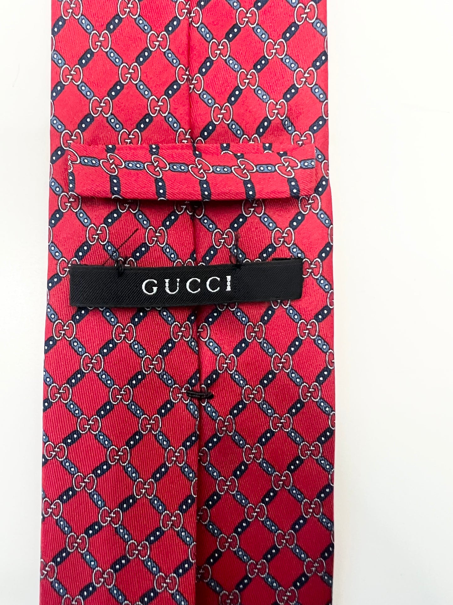 Gucci GG Red & Blue Silk Tie