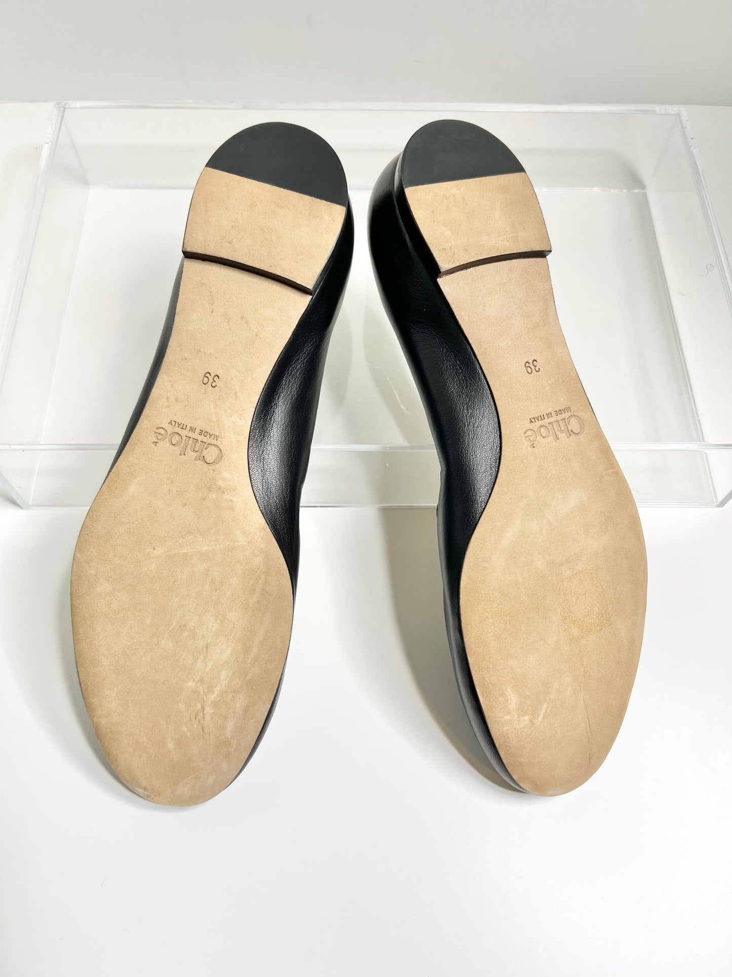 Chloé Lauren Scalloped Leather Ballet Flats, Size 39