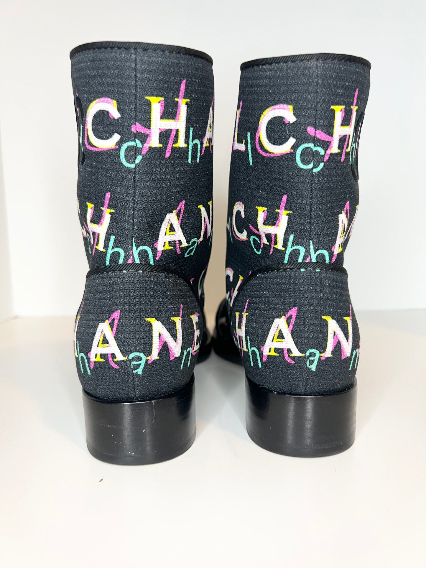 Chanel Interlocking Multi Colored Combat Boots, Size 38