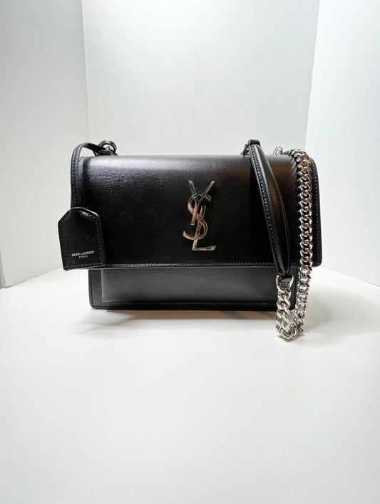 SAINT LAURENT Calfskin Medium Monogram Sunset Black