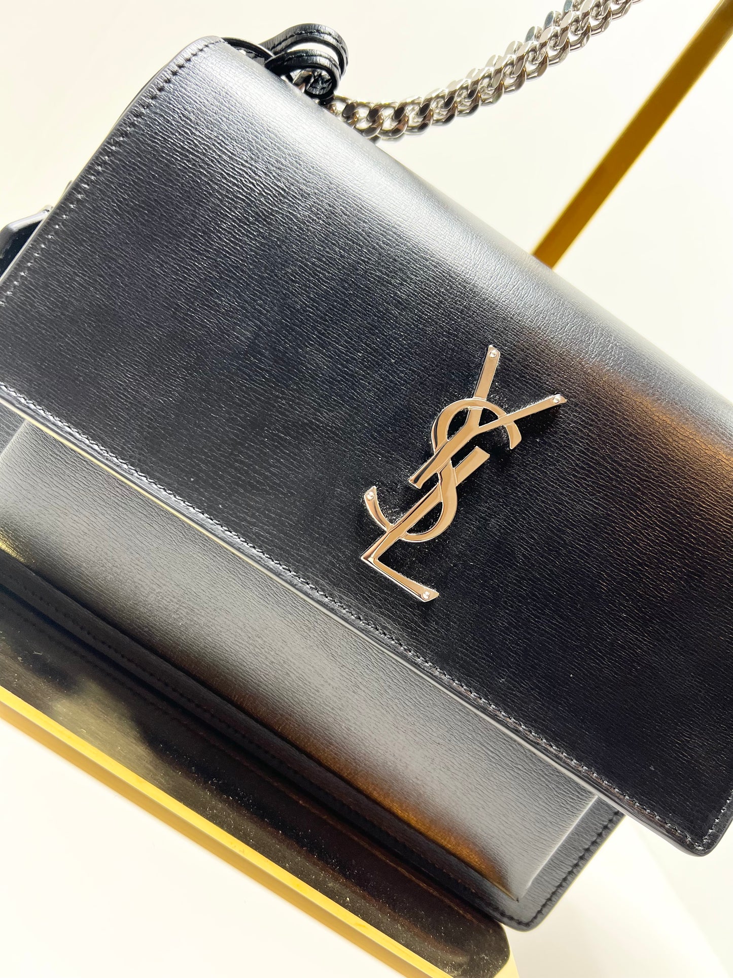 SAINT LAURENT Calfskin Medium Monogram Sunset Black