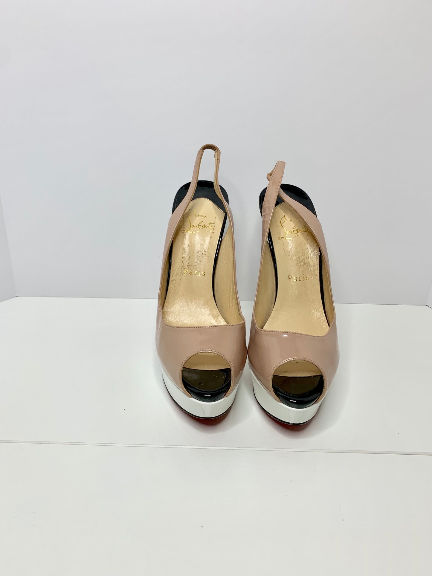 Christian Louboutin Lady Peep Colorblock Slingback size 39