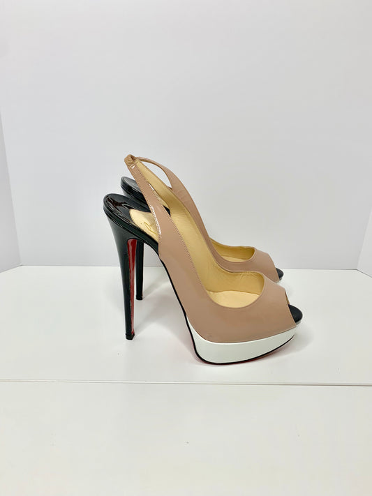 Christian Louboutin Lady Peep Colorblock Slingback size 39