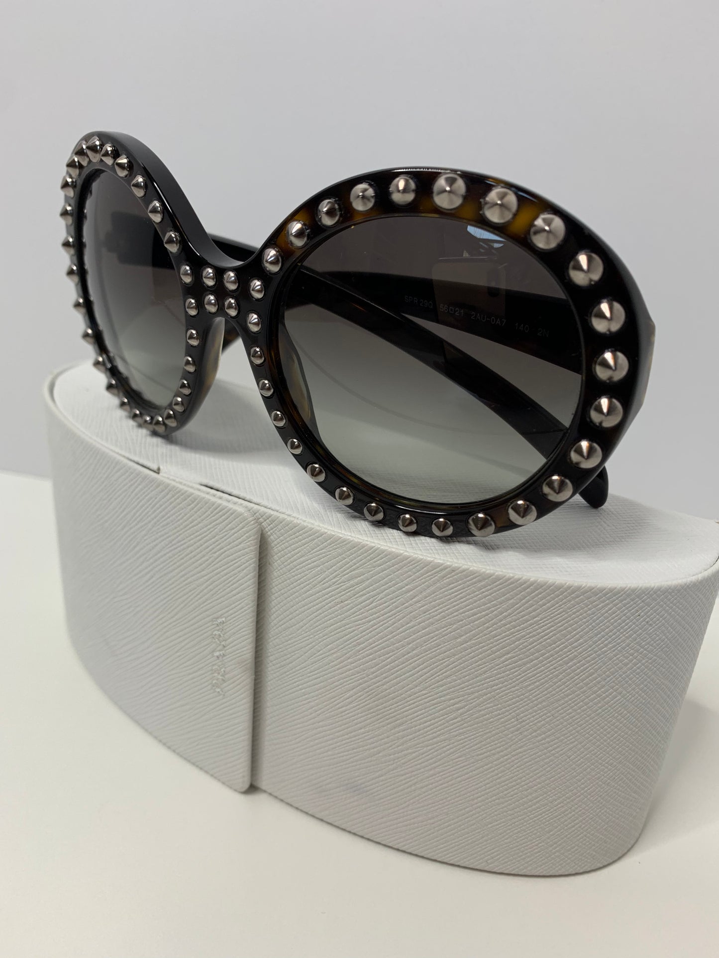 Prada Absolute Ornate Round Oversized Studded Sunglasses