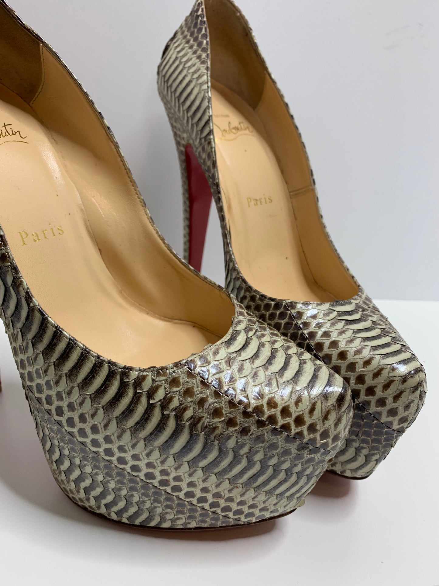 Christian Louboutin Python Daffodile Platform Pumps Size 39