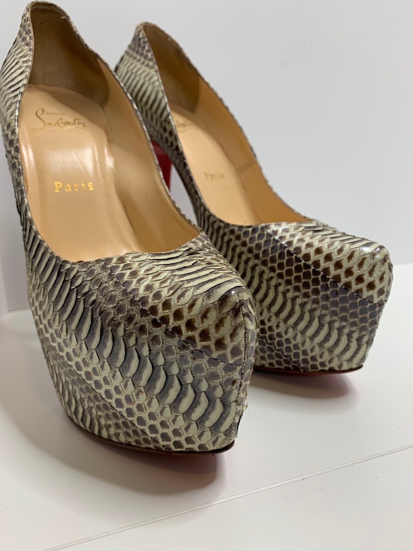 Christian Louboutin Python Daffodile Platform Pumps Size 39