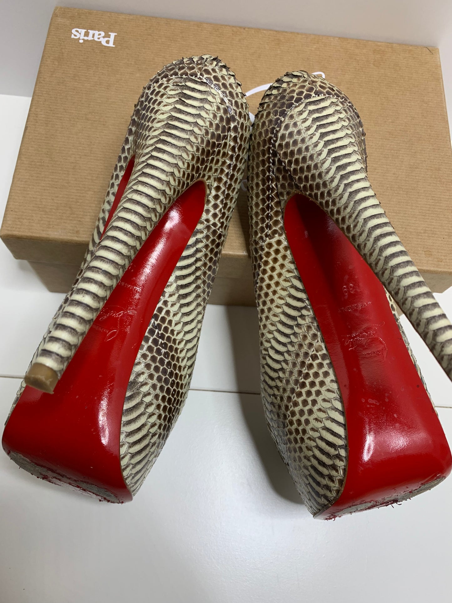 Christian Louboutin Python Daffodile Platform Pumps Size 39