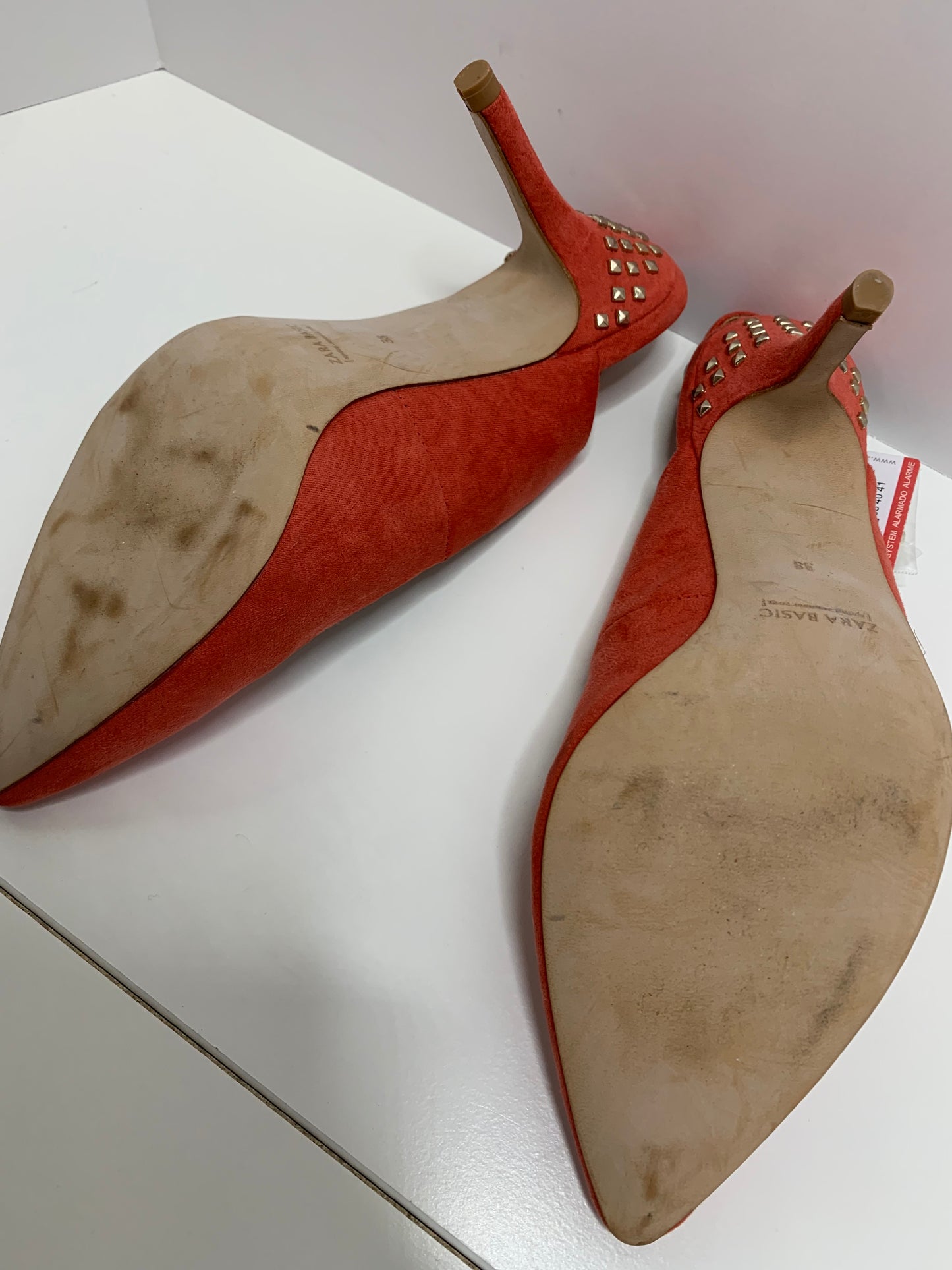 Zara Basic Coral Suede Pointed Toe Slingback Pumps Size 38