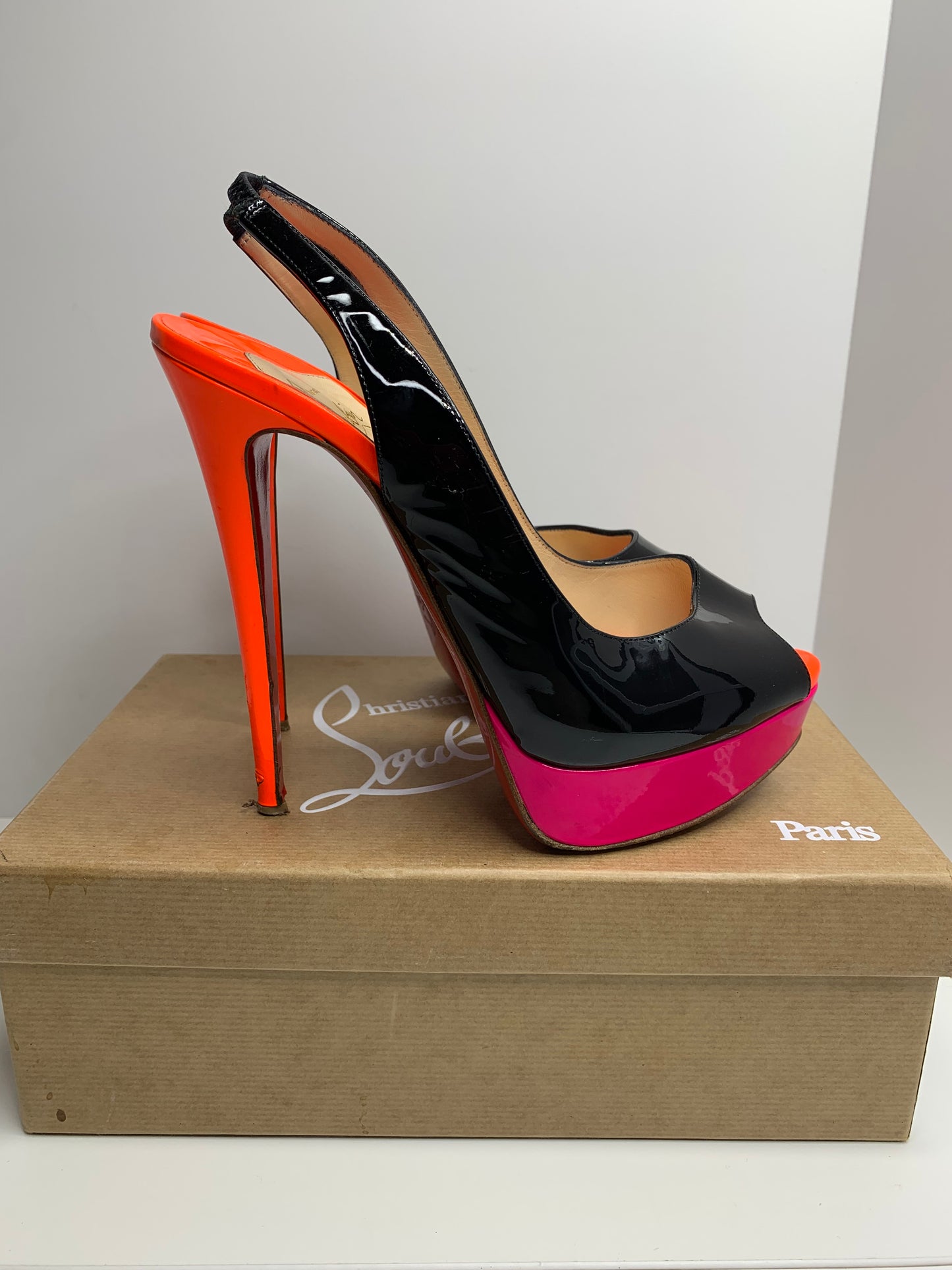 Christian Louboutin Lady Peep Colorblock Slingback size 39