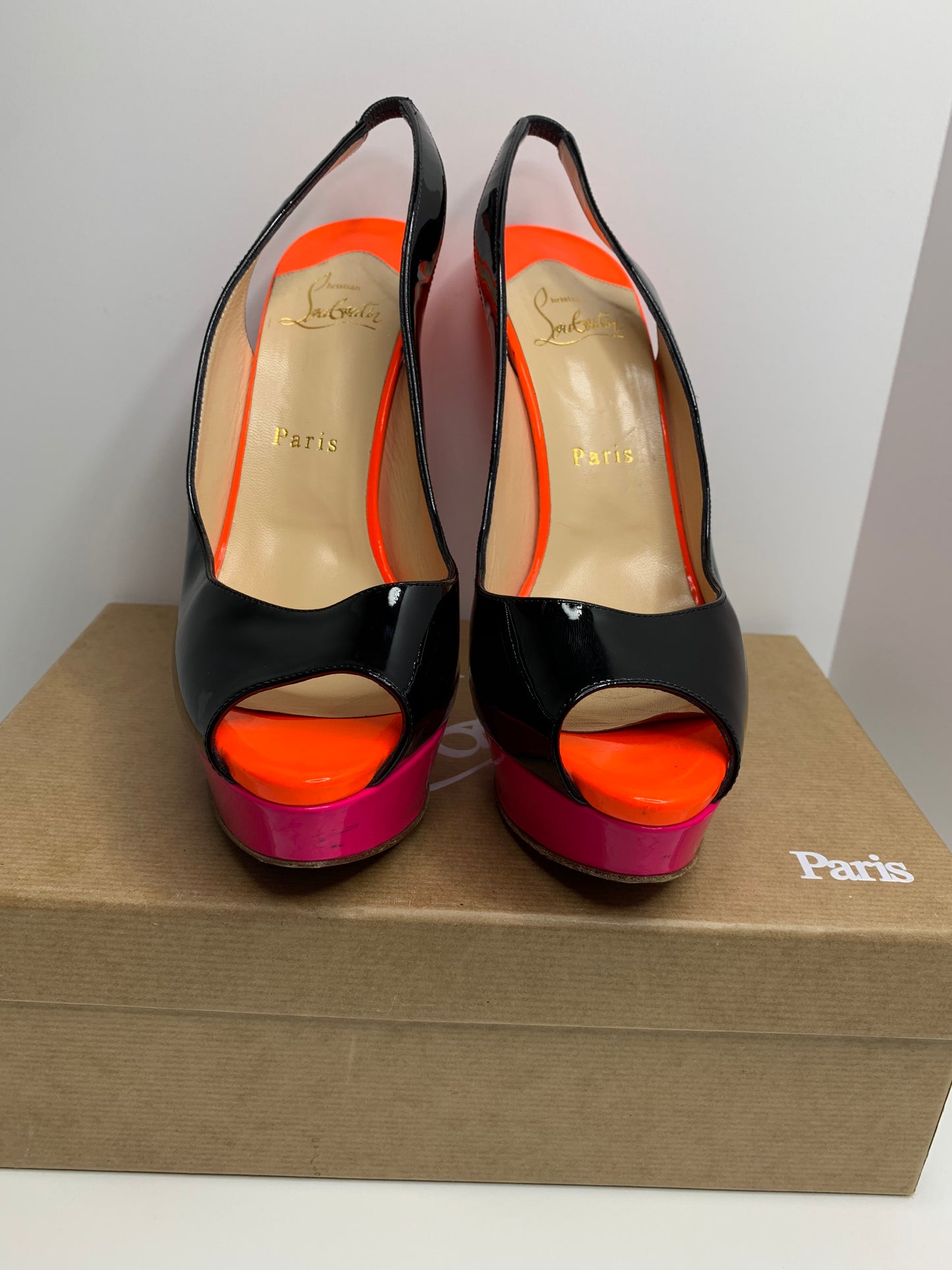 Christian Louboutin Lady Peep Colorblock Slingback size 39