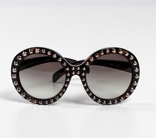 Prada Absolute Ornate Round Oversized Studded Sunglasses