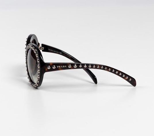 Prada Absolute Ornate Round Oversized Studded Sunglasses