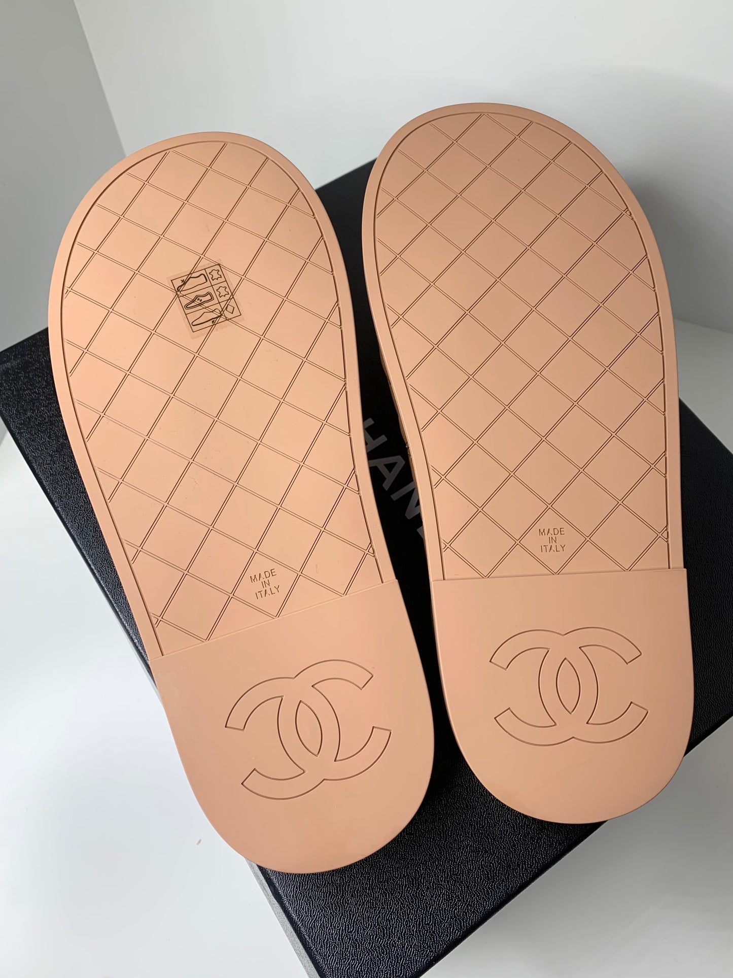 Chanel Lambskin Quilted CC Mules Sandals 38 Brown