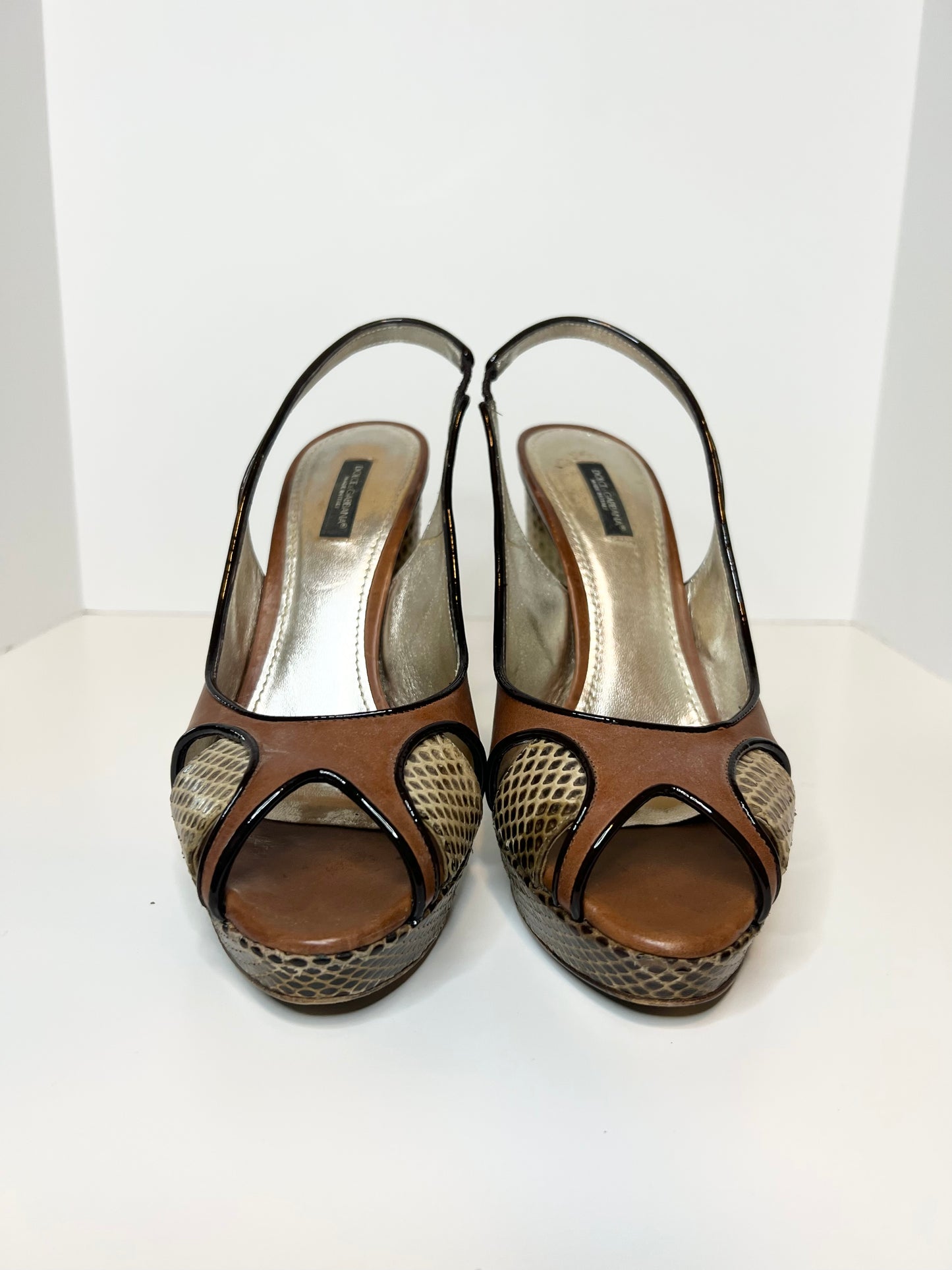 Dolce & Gabbana Leather Slingback Pumps, Size 38.5