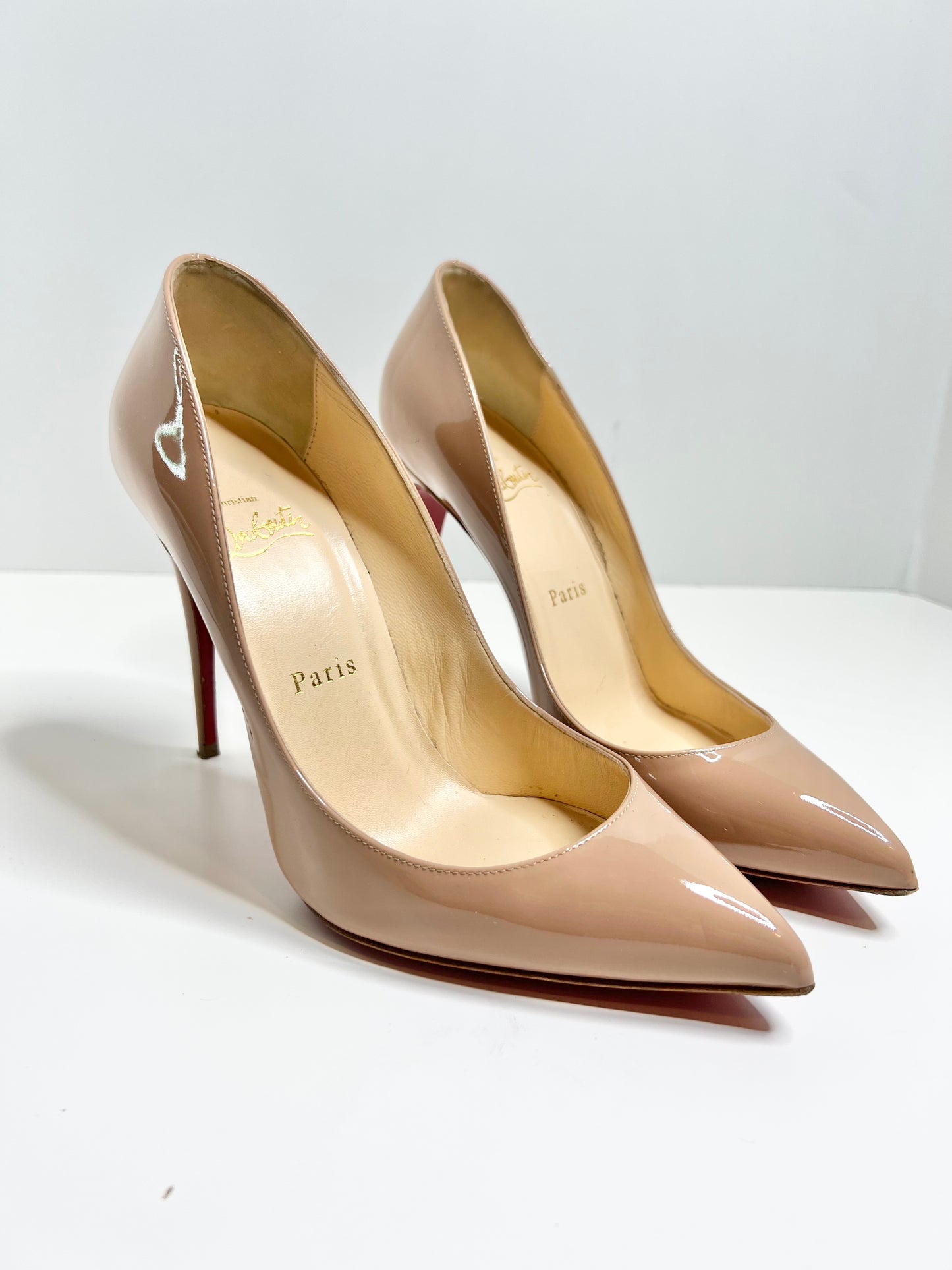 Christian Louboutin Pigalle Follies, Nude Patent Size 37.5