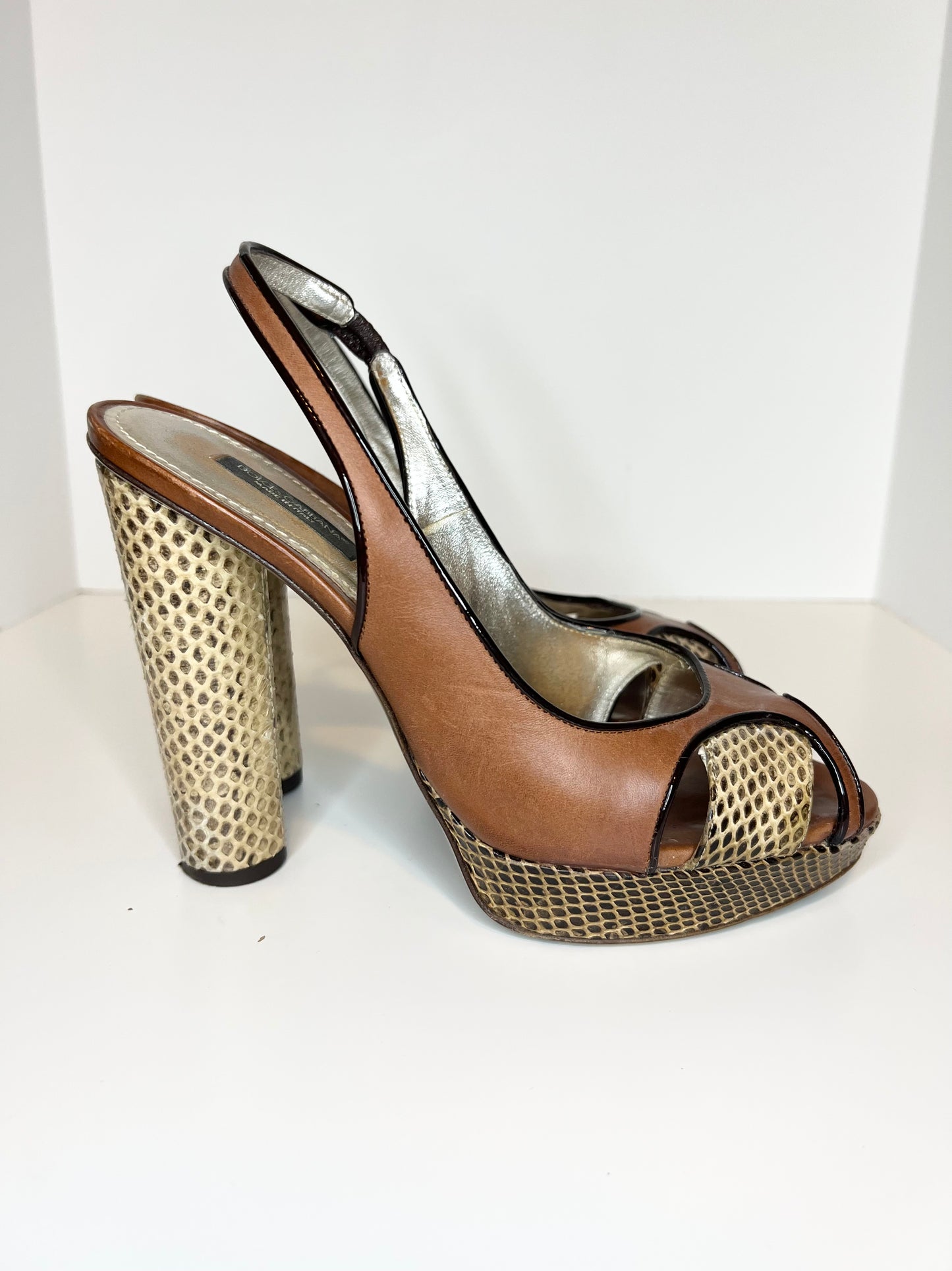 Dolce & Gabbana Leather Slingback Pumps, Size 38.5