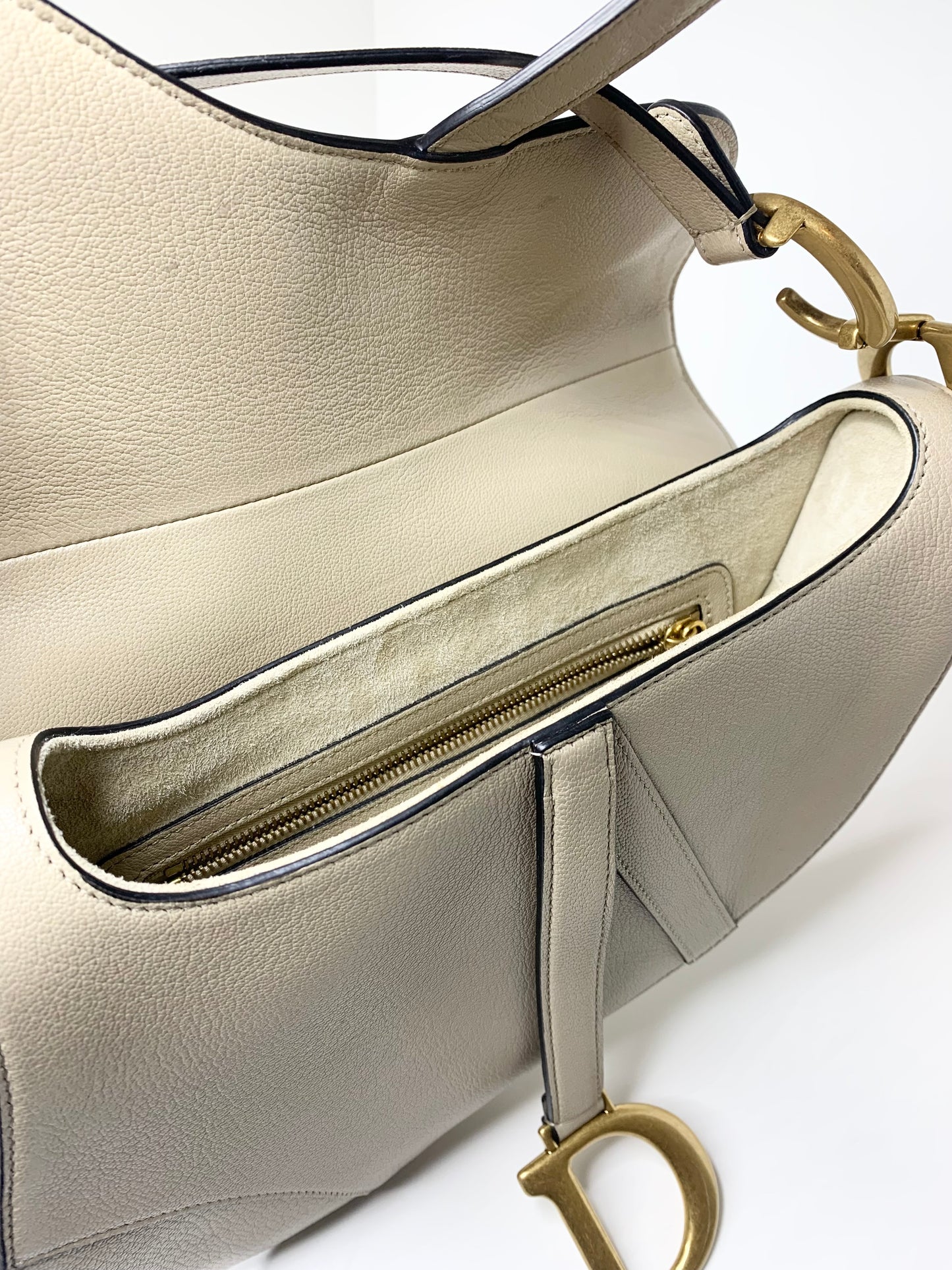 Dior Saddle Bag, Beige Goatskin