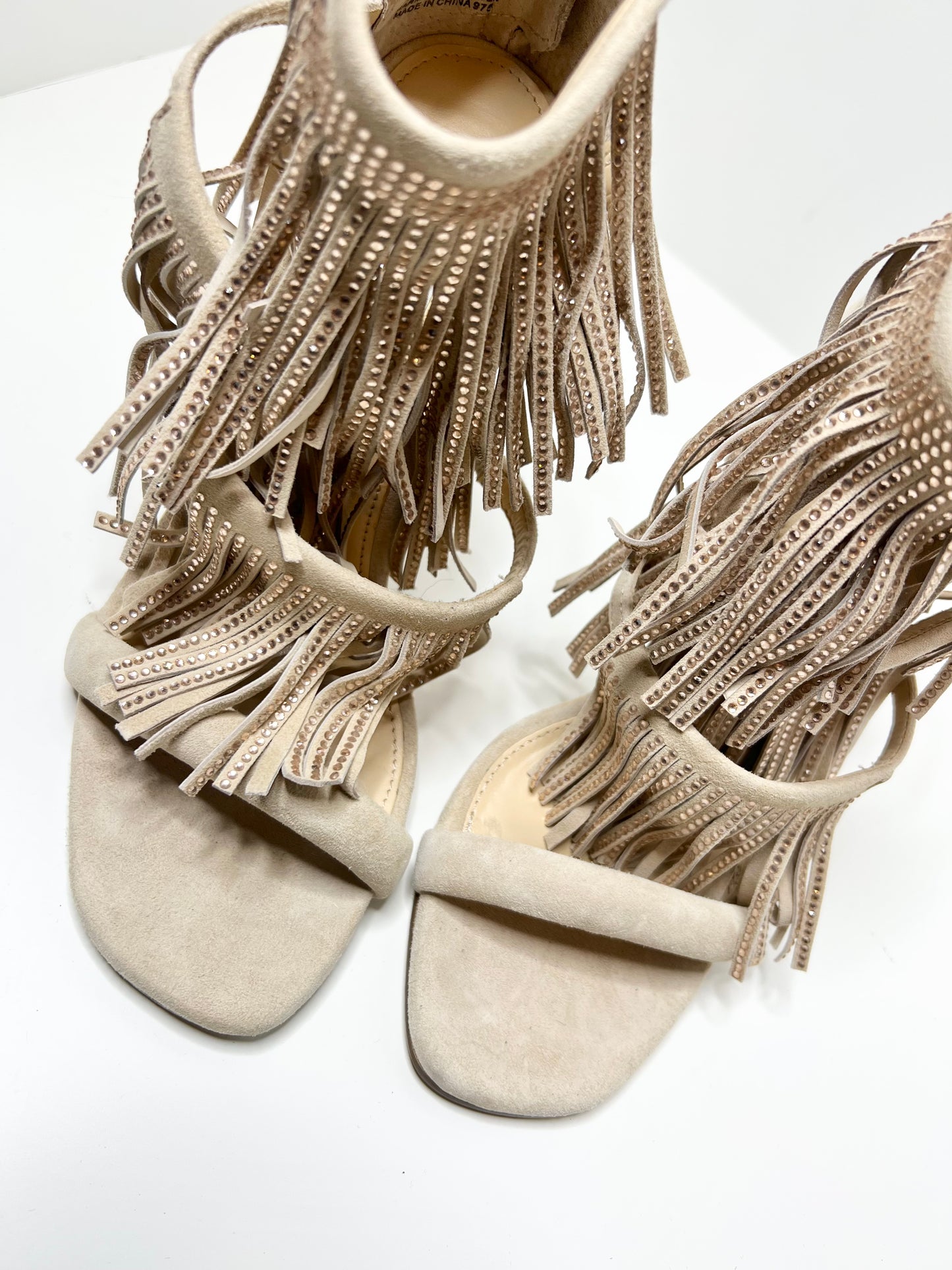 Steve Madden Fringly Blush Suede Heels, Size 7