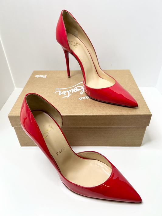 Christian Louboutin Iriza 100 Red Patent Pumps, Size 38.5