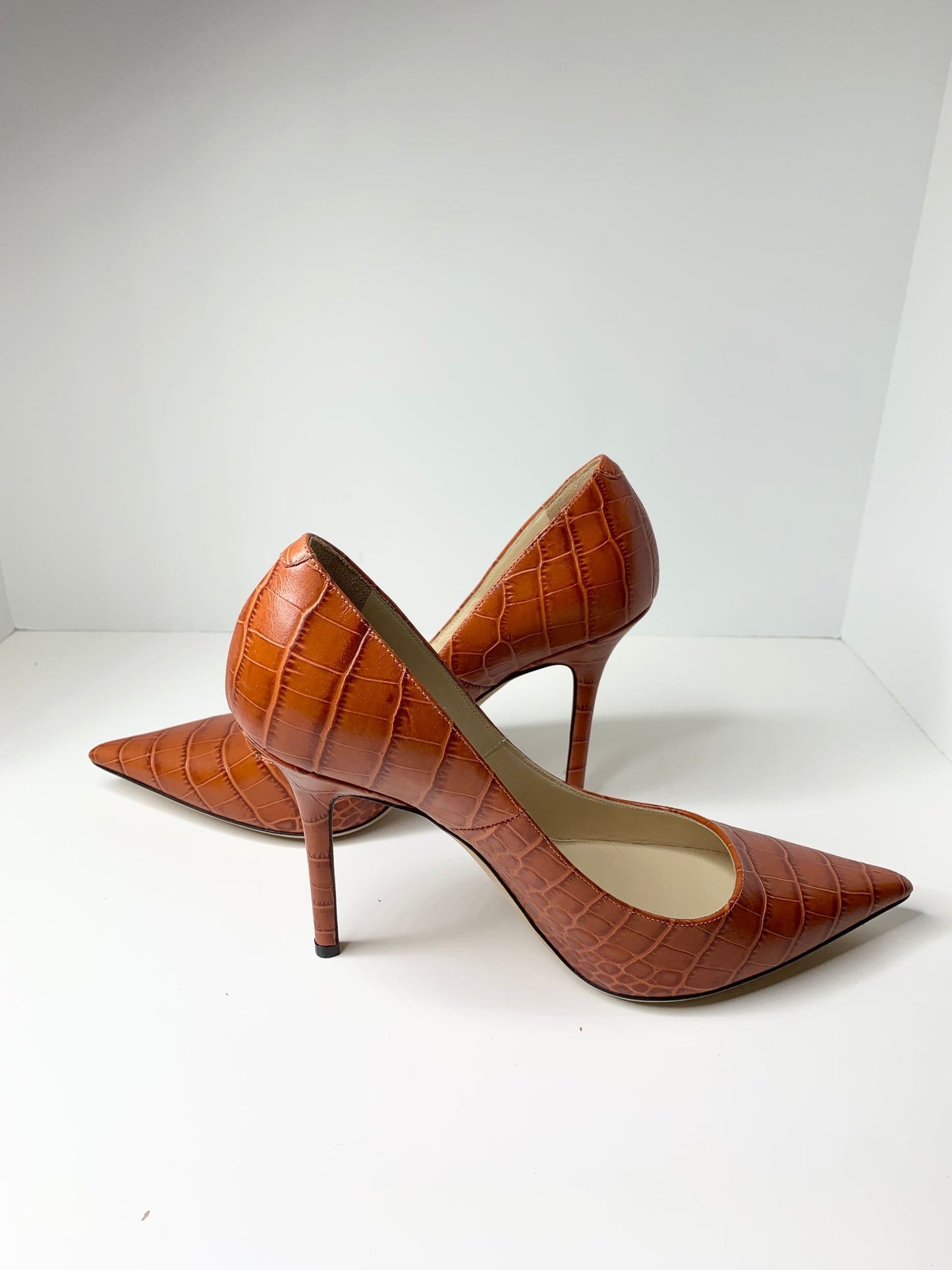 Jimmy Choo Love 100 Croc Embossed Pumps, Rust 38.5