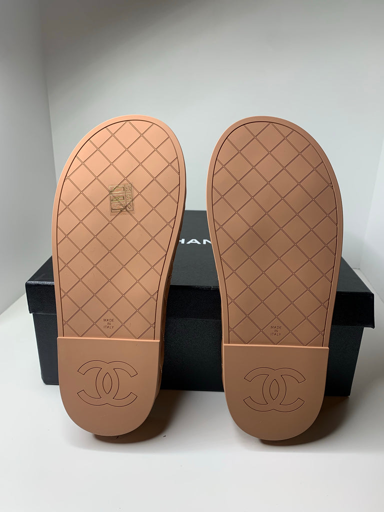 Chanel Lambskin Quilted CC Mules Sandals 38 Brown – MoMosCloset