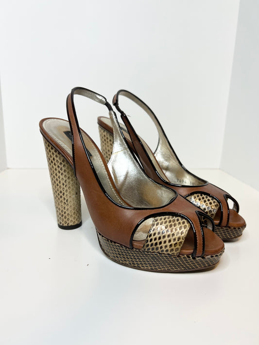 Dolce & Gabbana Leather Slingback Pumps, Size 38.5