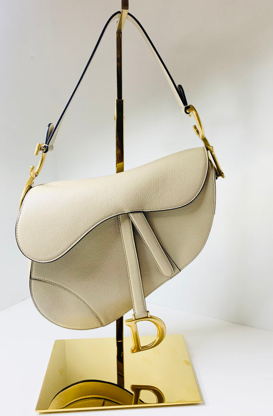 Dior Saddle Bag, Beige Goatskin