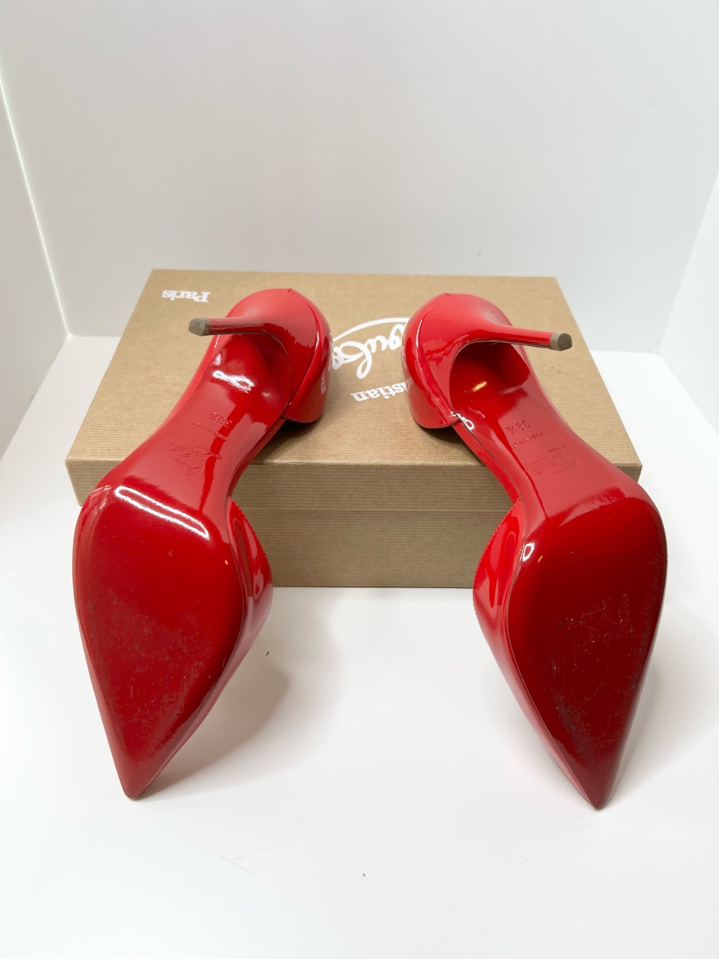 Christian Louboutin Iriza 100 Red Patent Pumps, Size 38.5